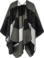 Vista 177 de Urban CoCo Poncho de colores para mujer, chal con frente abierto, color en bloques