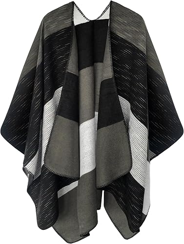 Urban CoCo Poncho de colores para mujer, chal con frente abierto, color en bloques