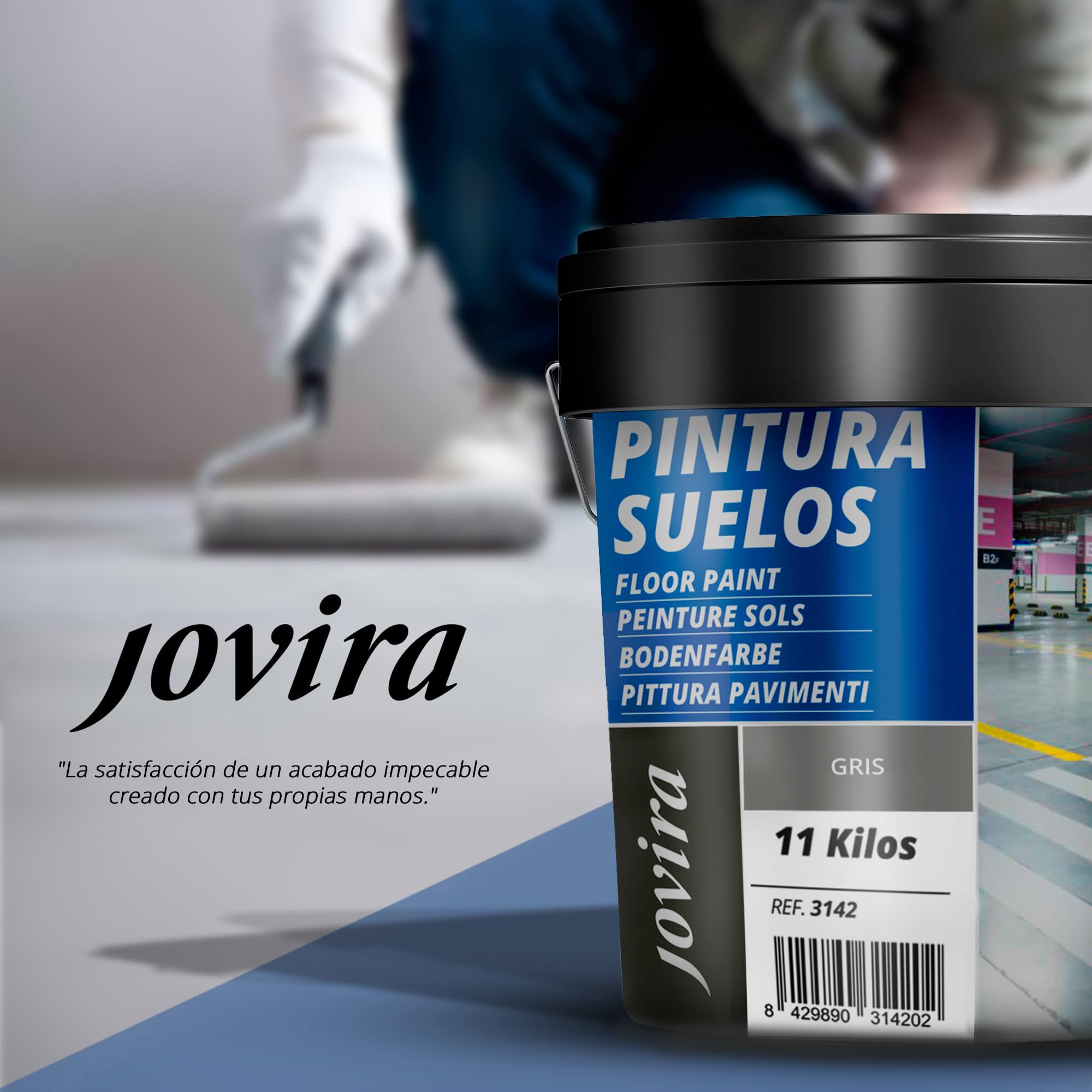 JOVIRA PINTURAS Pintura Suelos, Garajes y Pavimentos Deportivos En General, Acabado Mate, Protege y Decora Las Superficies de Hormigón, Cemento y Asfalto, (11 Kg, Gris) A-19C