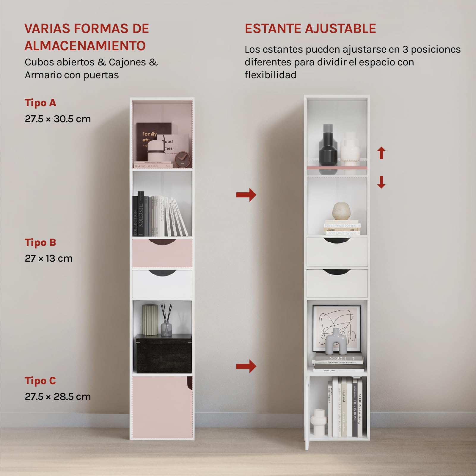 WOLTU Estantería para Libros de Pie, Librería Vertical con 3 Compartimentos Abiertos, 2 Cajones y 1 Armario, Libreria Blanca de Almacenaje para Oficina, Salón, Dormitorio, Cocina, 30x24x158cm