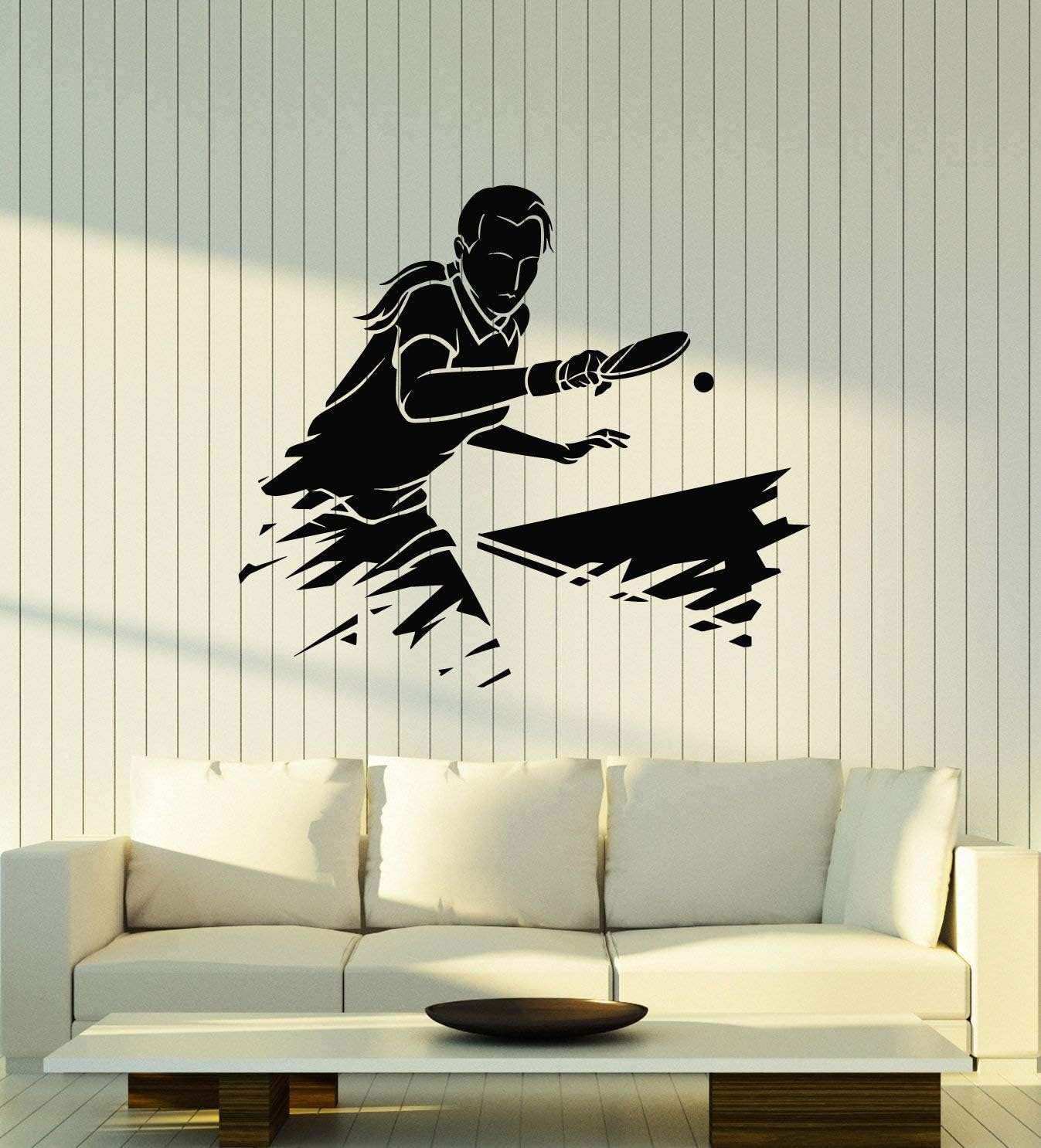 Vinyl Wall Decal Ping Pong Sports Table Tennis Athlete Game Room Stickers Mural Large Decor (g1714) black