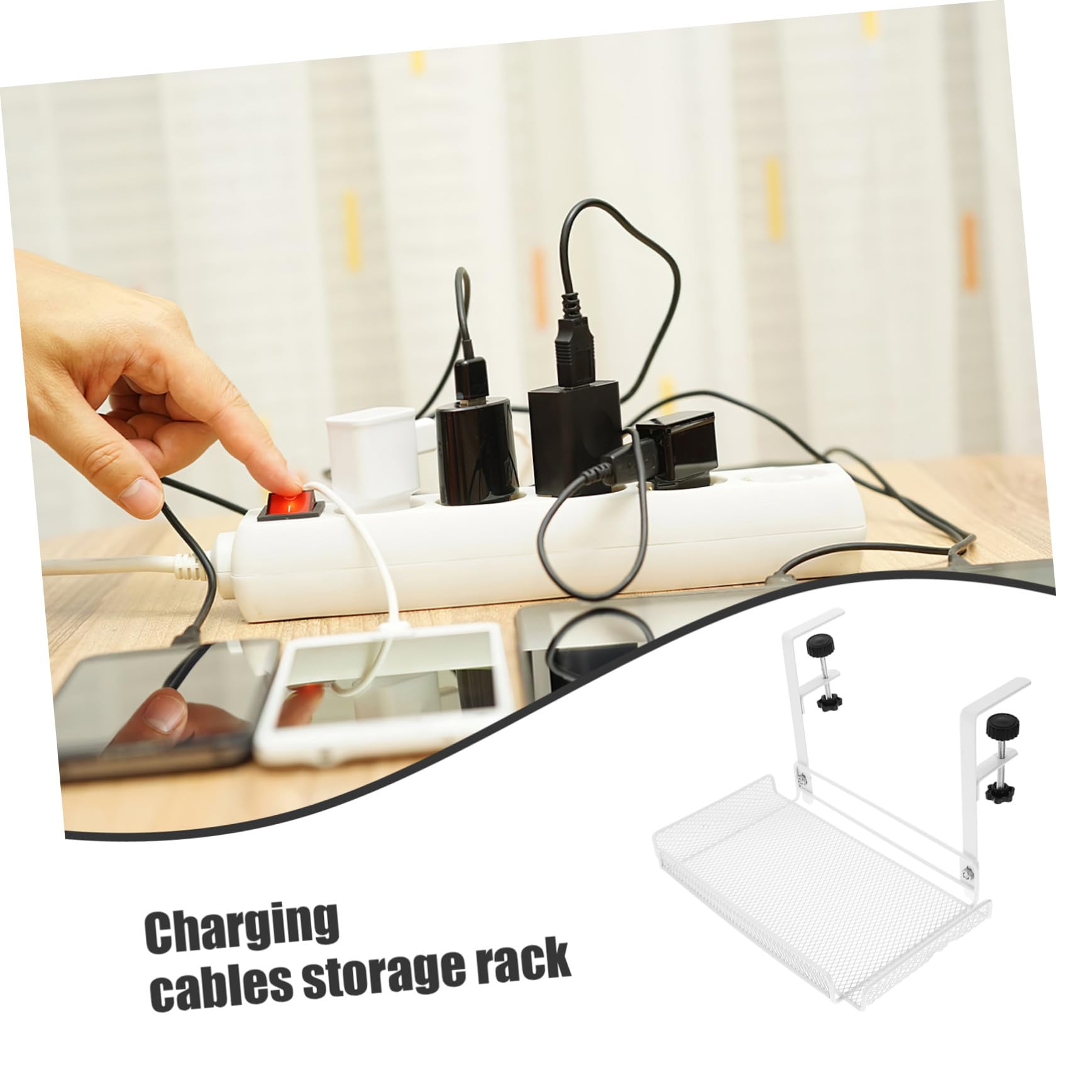 Organisateur de Câbles sous Bureau Maille Support de Gestion pour Fils et Multiprises Compact et Facile à Installer pour Bureau Domestique