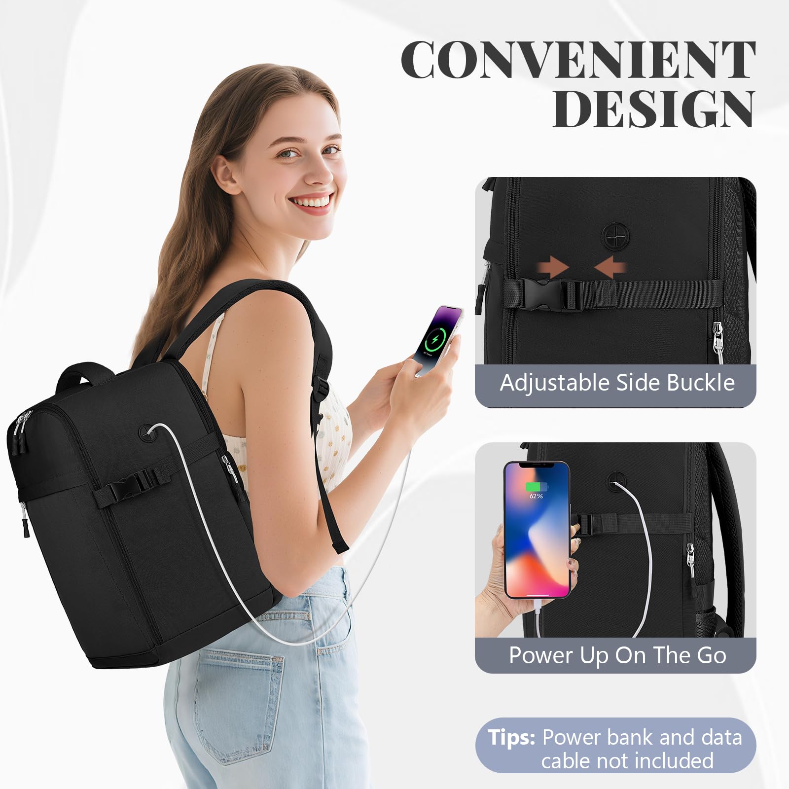 Hayayu Zaino Per Ryanair 40x20x25, Zaino Da Viaggio Aereo Bagaglio a Mano 40x30x20 per Wizzair Easyjet,Borse Da Cabina Zainetto Donna Uomo Zaini Da Viaggio Con Foro USB