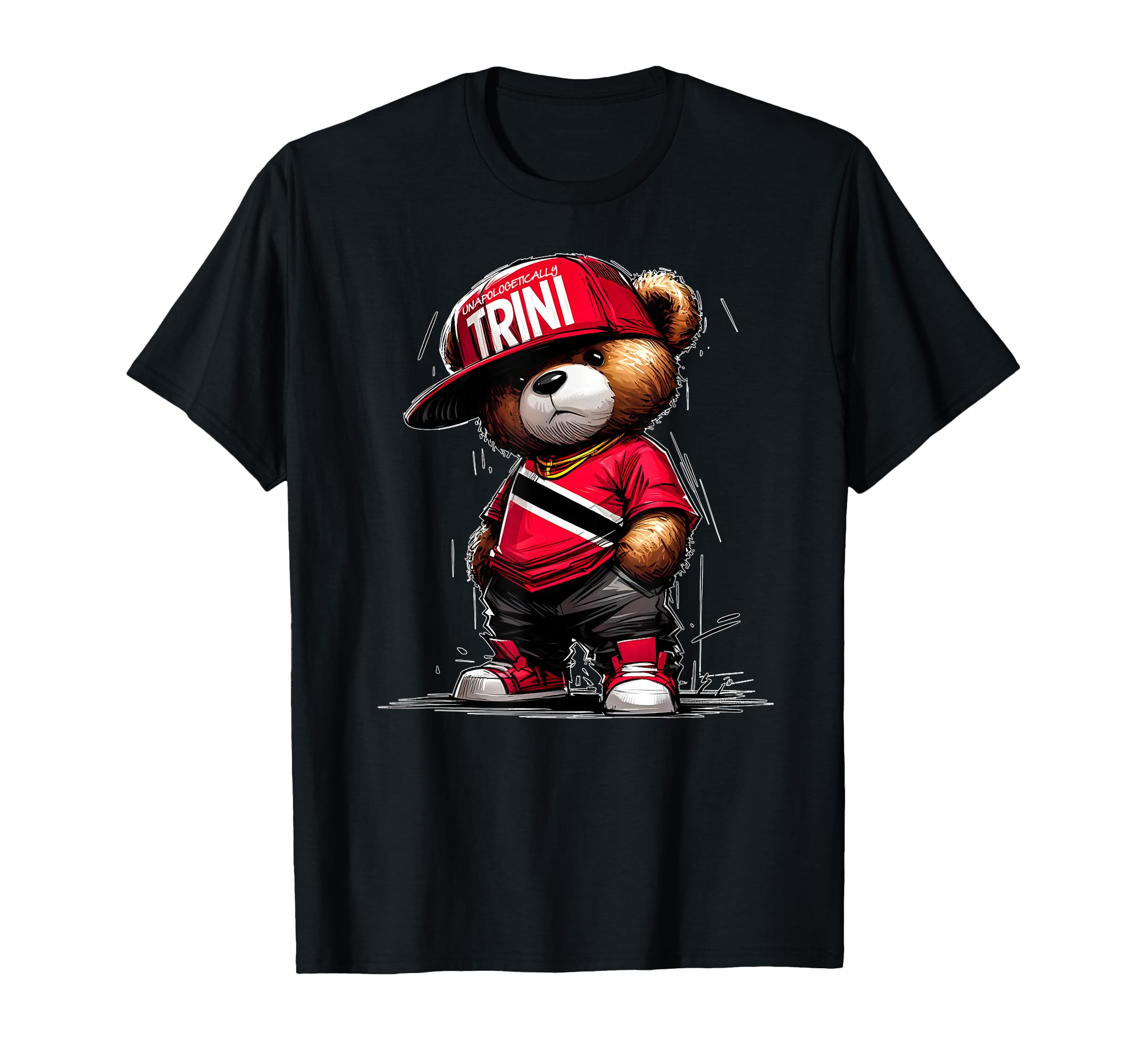 UNAPOLOGETICALLY TRINI Cool Teddy Bear Trinidad Flag Art T-Shirt