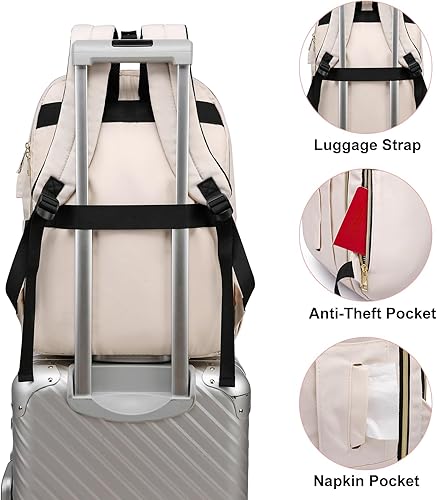 Miniatura 5 de Mochila de 17 pulgadas para mujeres y adolescentes, mochila escolar TSA para laptop con USB para estudiantes universitarios, negocios, oficina,