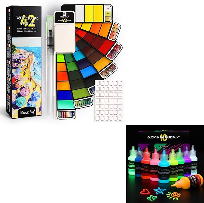 Magicfly 10 Colors Glow in The Dark Paint 42 Colors