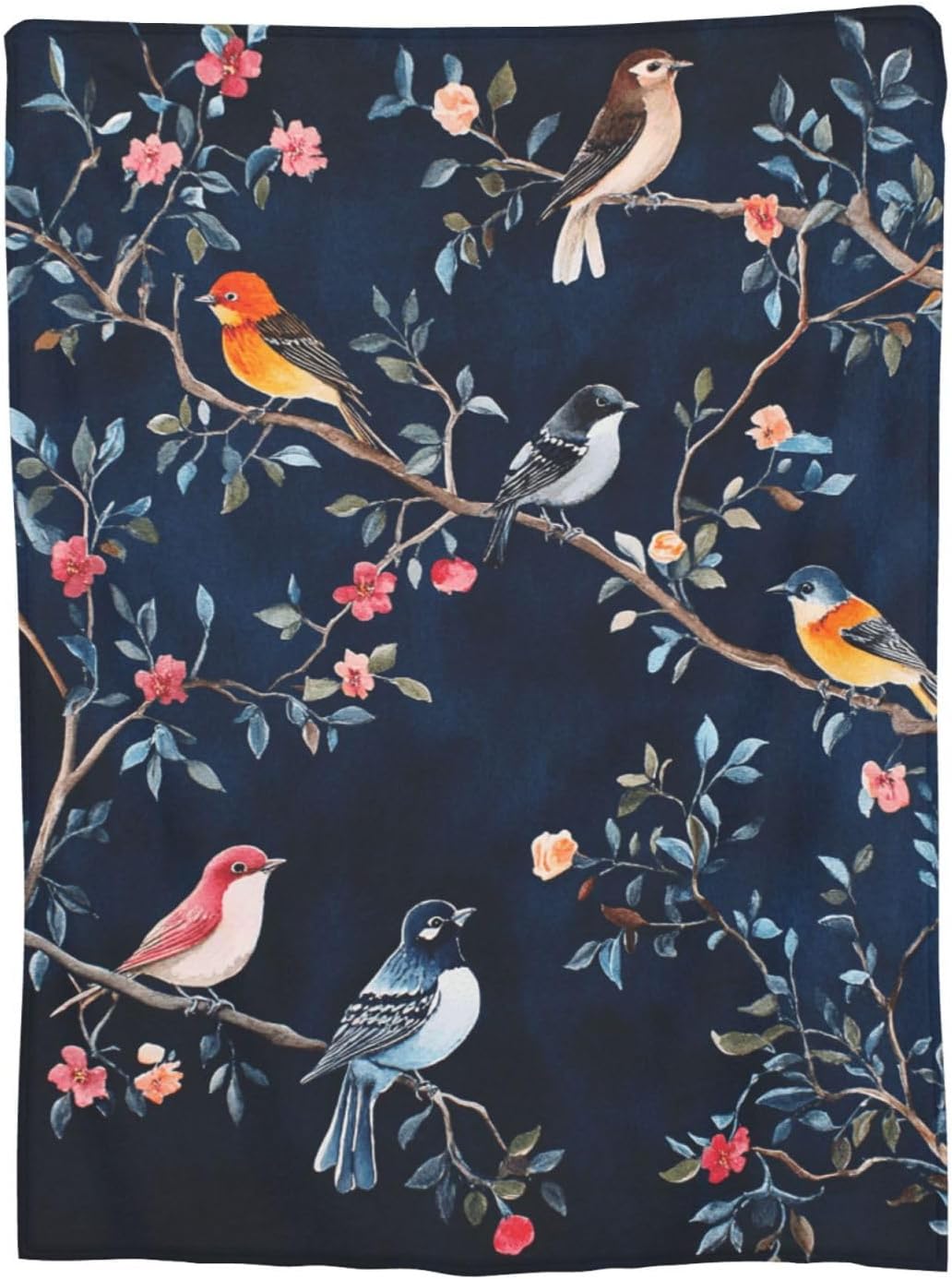 Watercolor Bird Blanket Birds Decor Throw Blanket Gifts for Girls Boys Lovers Super Warm Soft Plush Lightweight Fleece Flannel Winter Couch Bedding Blankets for Kids Adults Women Men 50"X40" - Image 6