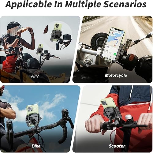 Miniatura 9 de Soporte de teléfono para bicicleta y motocicleta con base de montaje de aleación de aluminio, bloqueo y liberación de 1 segundo apto para cámara