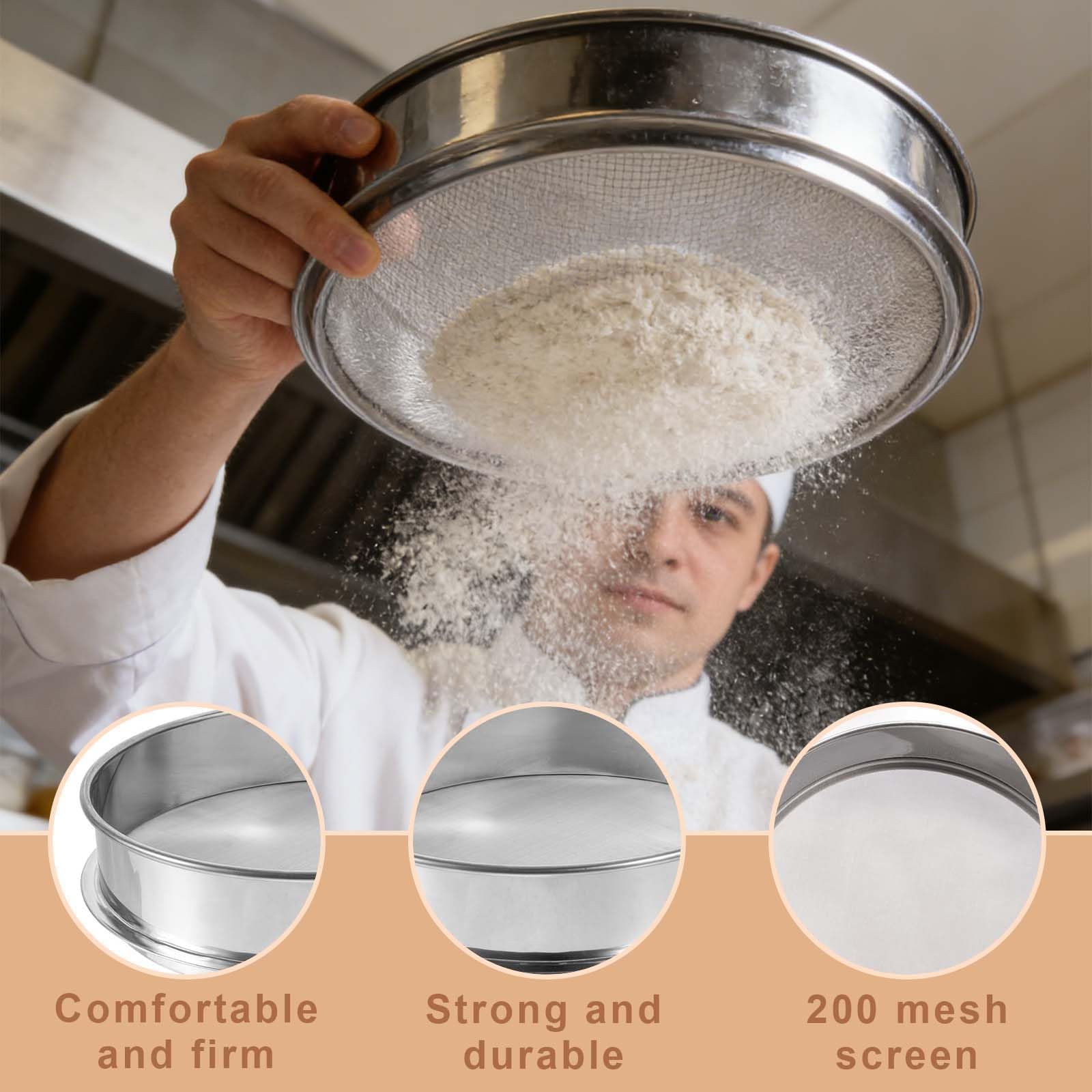 ZHYUAN 20cm Maschen Mehlsieb,Feines Sieb, Edelstahl Pollensieb,Feines Mesh Sieb, Pollensieb Feinsieb, Mesh Sieb, Sieb Feinmaschig-Edelstahl,für Getreide, Zuckerpulver,Fischfiltration 200 Mesh Küche, Haushalt & Wohnen