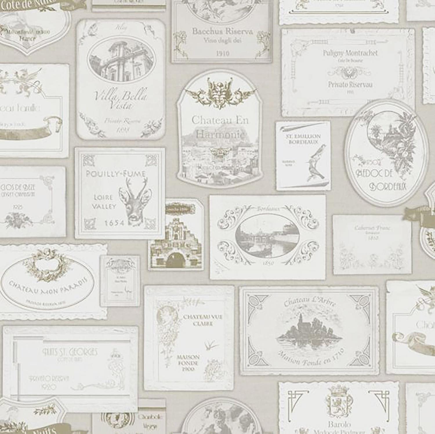 Yöl Beige And Cream Grandeco Wine Labels Vintage French Beige Cream Paste The Wall Wallpaper
