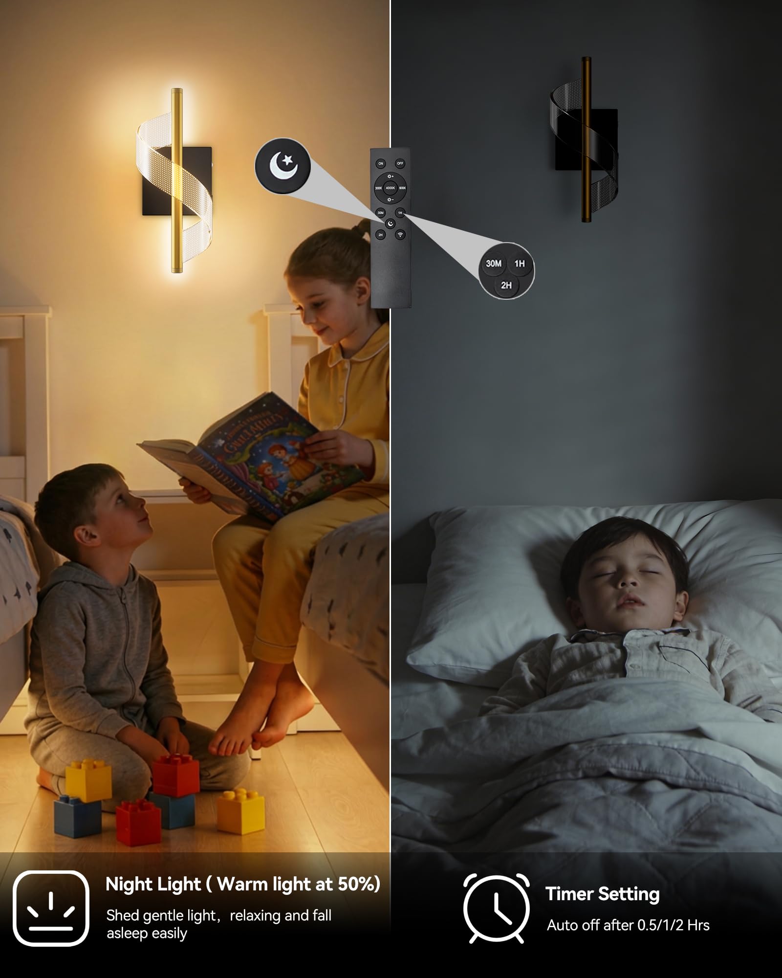 T-SUNUS Wandleuchte Innen Akku, Kabellose Aufladbare Wandlampe Innen Akku mit Fernbedienung, Einstellbarer Lichtstrahl, 3 Farbtemperatur für Wohnzimmer Schlafzimmer Korridor Treppe 2 Stück