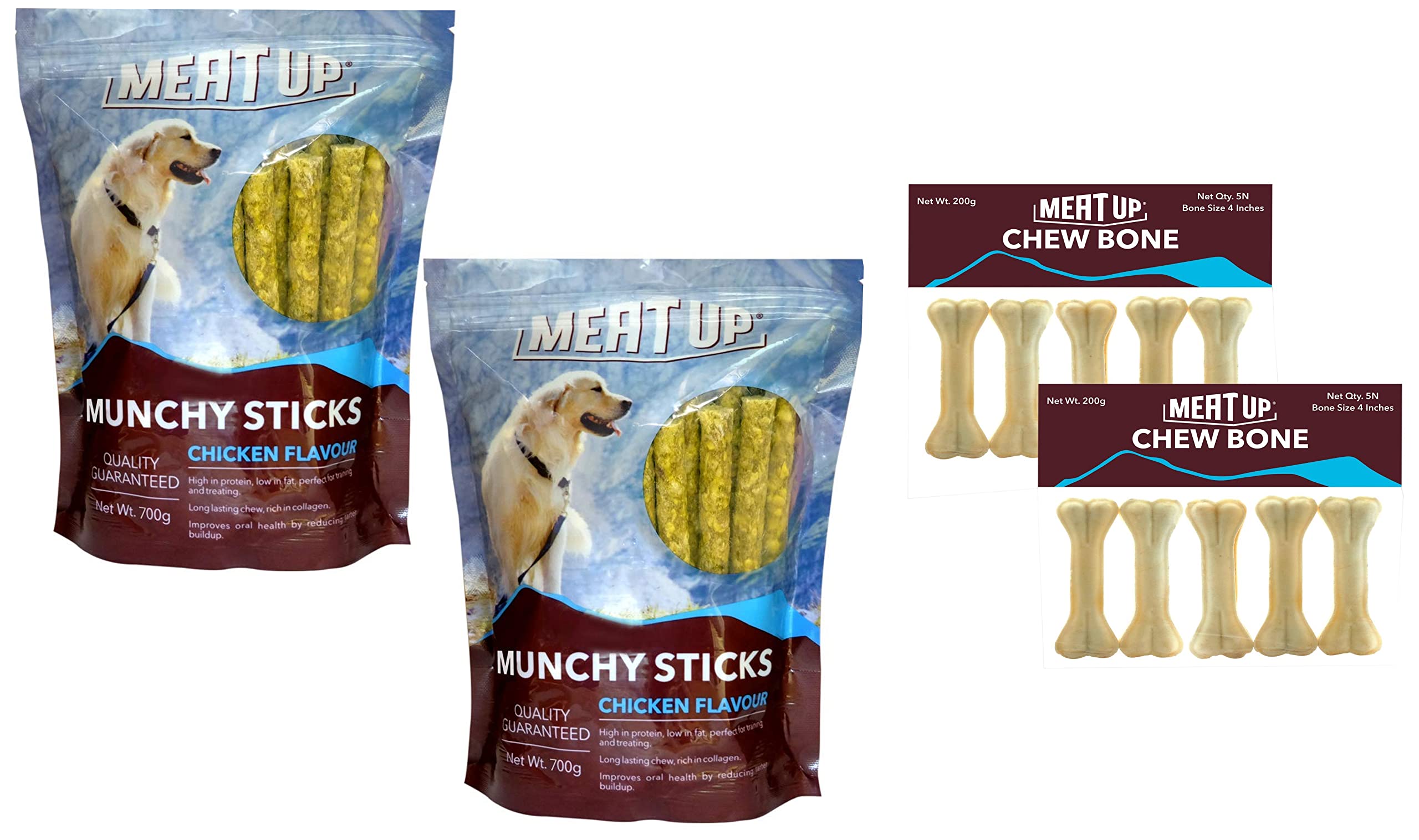 Meat Up Pressed Chew Bones, Dog Treats, 4 inches, 200g (Buy 1 Get 1 Free) & All Life Stages Munchy Sticks, Chicken Flavour, Dog Treats, 700 g (Buy 1 Get 1 Free), 700 g (B09VHD1RHW) Amazon Price History, Amazon Price Tracker