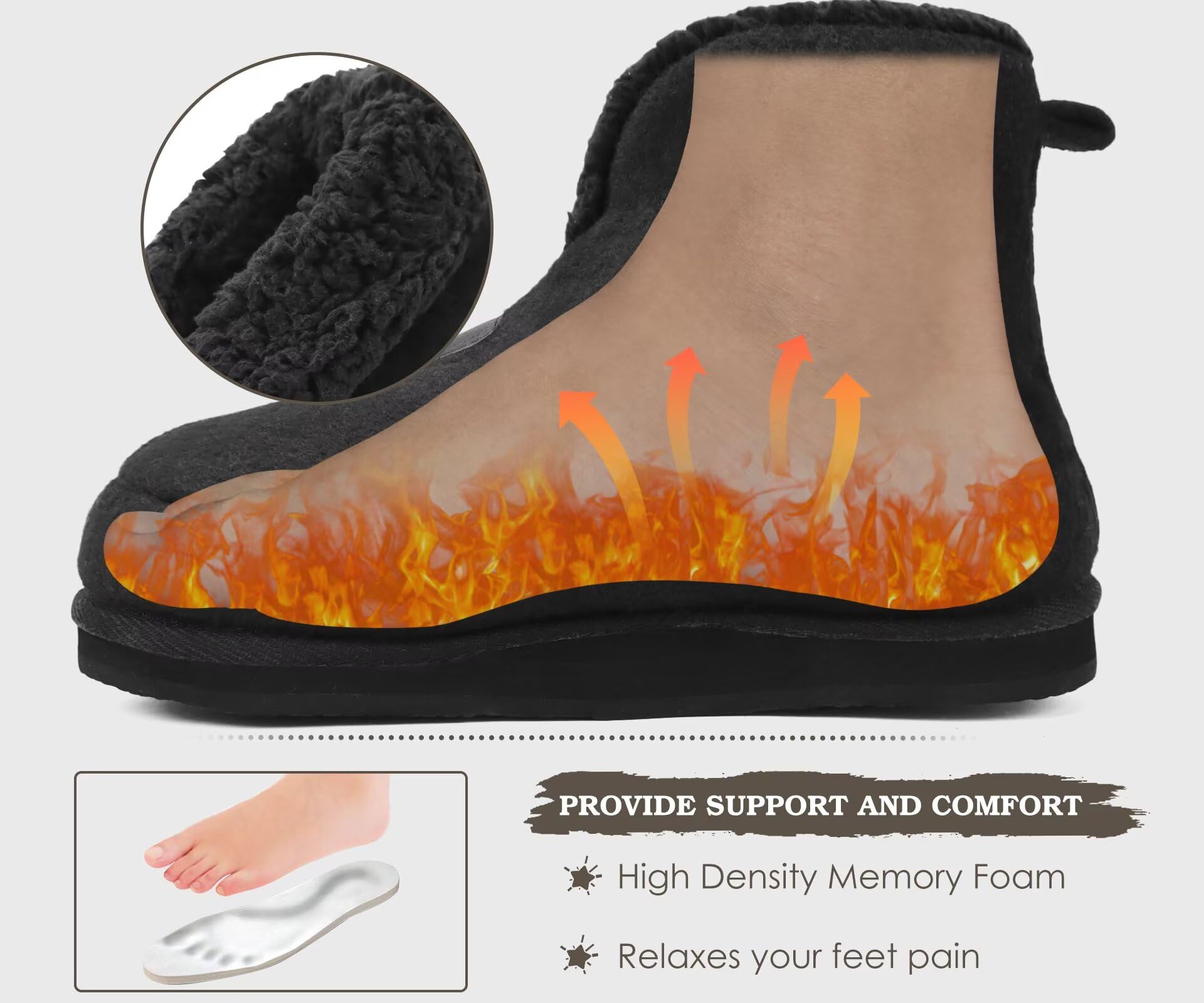 KuaiLu Pantofole Stivaletto Uomo Invernali Babbucce Calde Peluche Pelose Foderata Chiuse Pantofola Stivali Casa Comode Memory Foam Slippers con Indoor outdoor Antiscivolo Suola