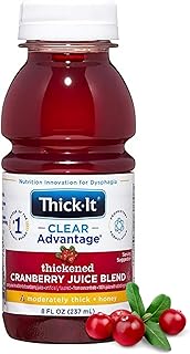 Thick-It Clear Advantage Moderately Thick Cranberry Juice, Honey Consistency, Ready-to-Drink, Digestible Swallowing Aid, Hydration on the Go, Convenient & Ready-to-Use, 8 oz Bottle (Pack of 24)