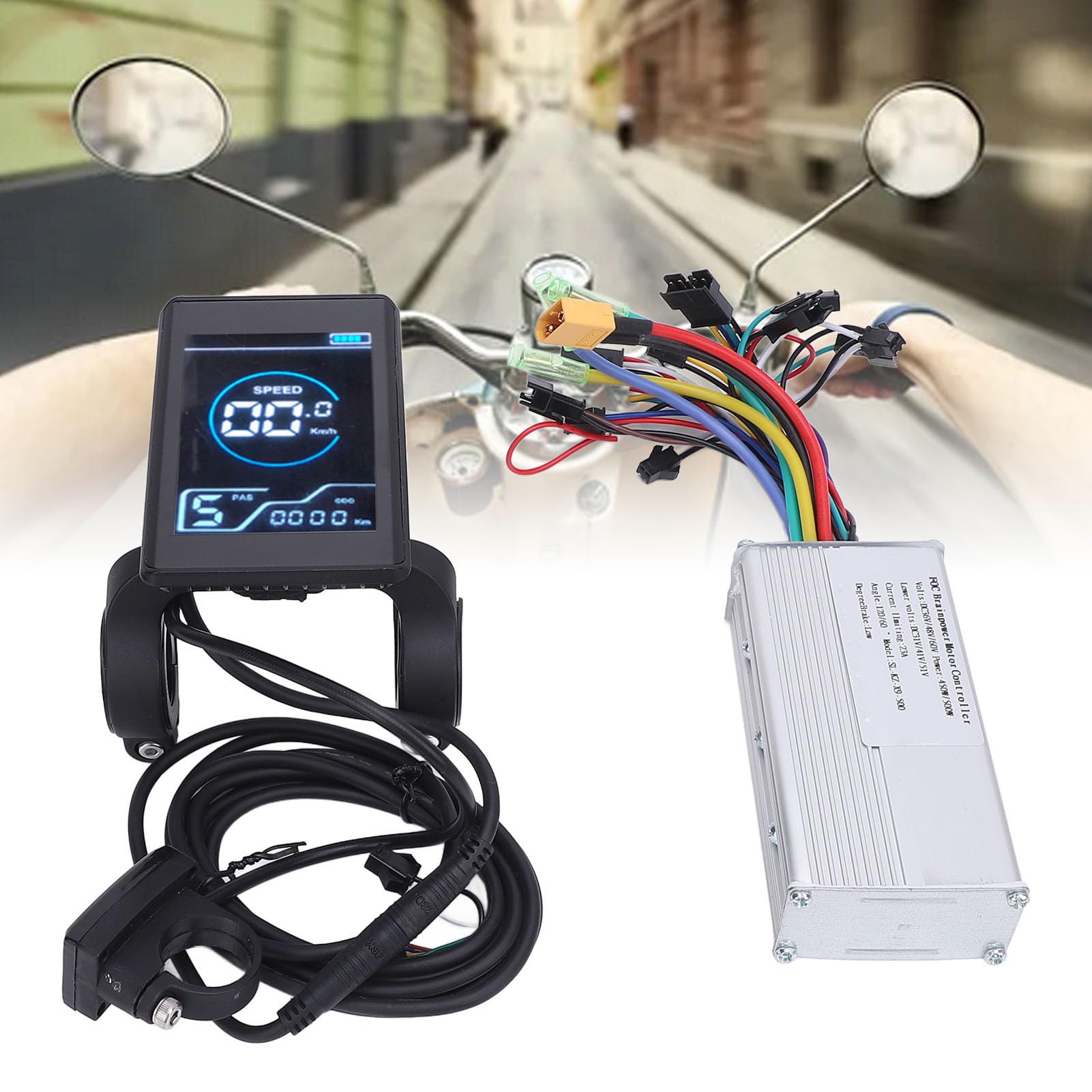 BuyWeek Kit Controller Brushless Bici Elettrica, 36V 48V 60V 450W 500W Controller Onda Sinusoidale in Lega di Alluminio Centralina Bici Elettrica con Pannello LCD