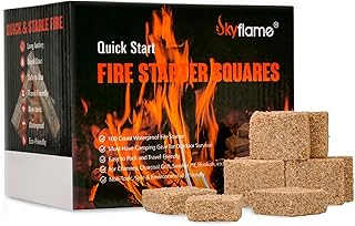 Skyflame 100 Pack Natural Fire Starters, Square Waterproof Easy Fire Charcoal Starters Compatible with BGE, Kamado Joe, Smokers, Wood Stove & Grills, BBQ & Grill, Campfire, Fireplace, Camp Fire Pits