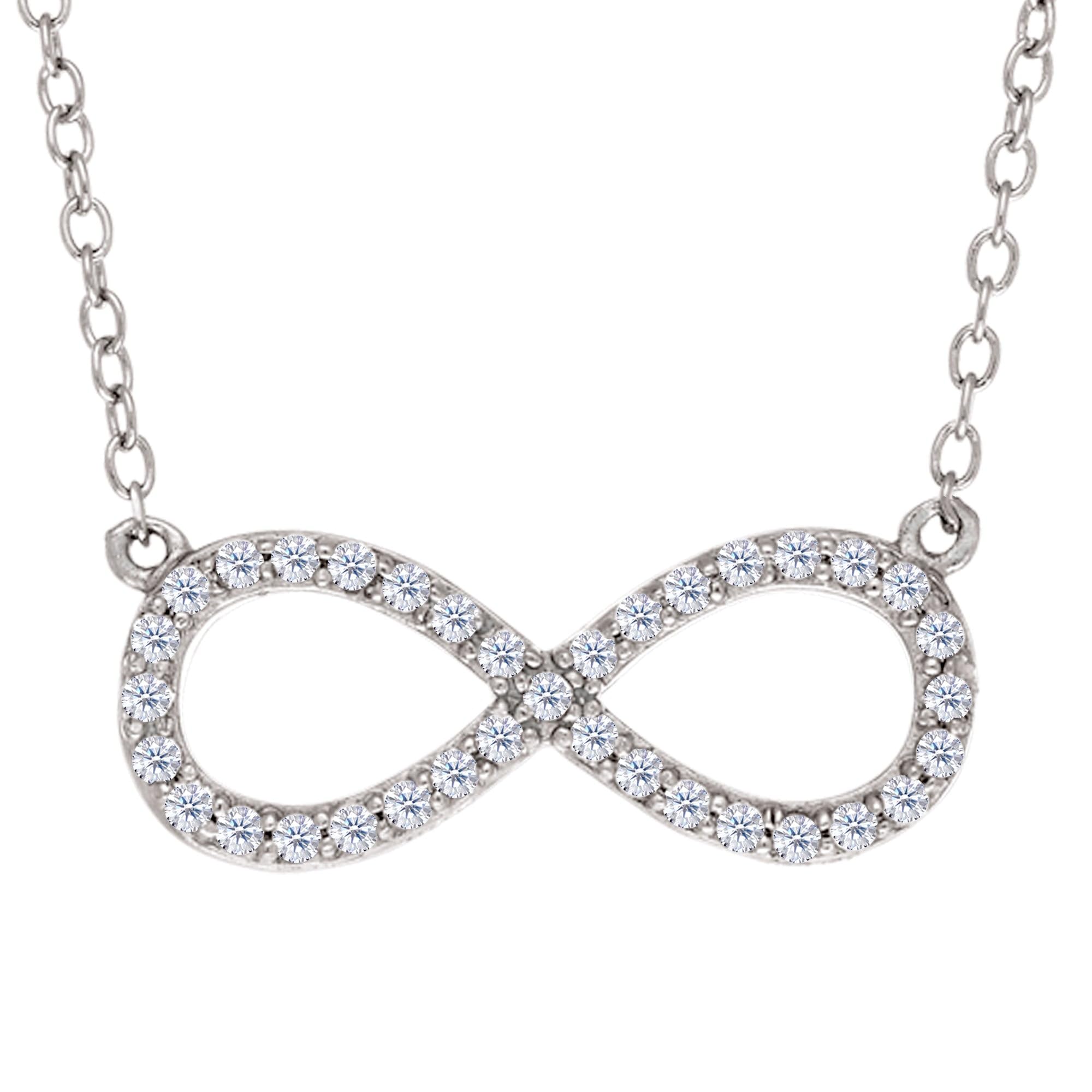 infinity Sign Link e CZ collana in argento Sterling, 45,7 cm