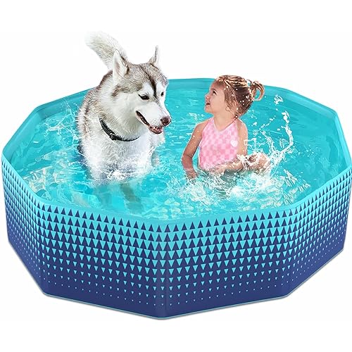 Jasonwell Foldable Dog Kiddie Pool - Hard Plastic Kids Paddling Pool Toddler Baby Swimming Pools for Backyard Collapsible Whelping Box Pet Doggie Cats Wading Pools Bathtub for Puppy Large Dogs
