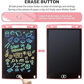 LCD Writing Tablet, 2 Packs Drawing Pads for Kids 3 4 5 6 Years Old 8.5 Inch Colorful Lines Doodle Scribble Boards Educational Toys for Boys Girls Road Trip EssentialsTravel Game Toys,Pink+Blue