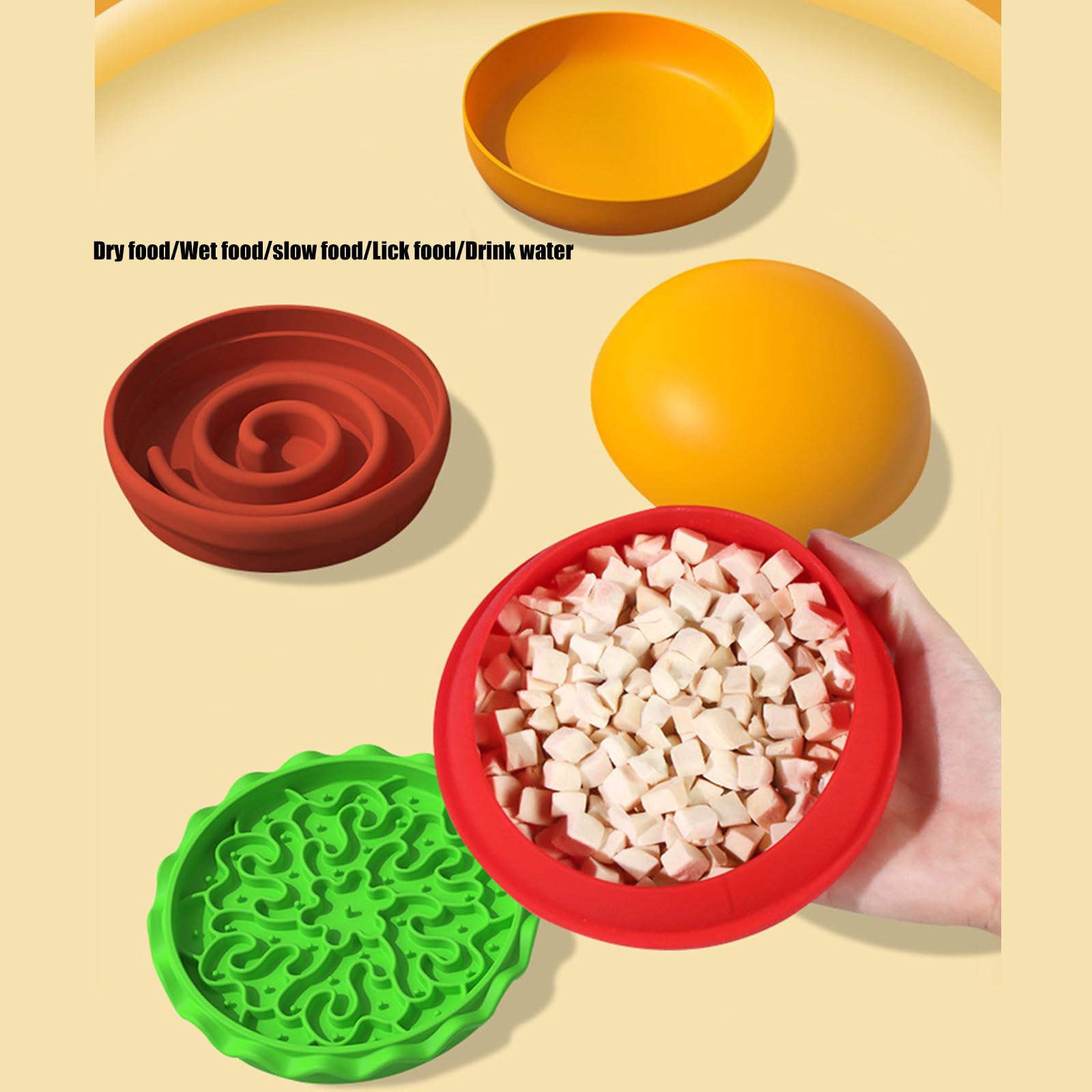 1 Mangiatoia per animali salvaspazio interattiva a 5 livelli con base a ciotola per alimentazione lenta per gatti e cani piccola taglia Silicone antiscivolo Alimentazione per animali domestici