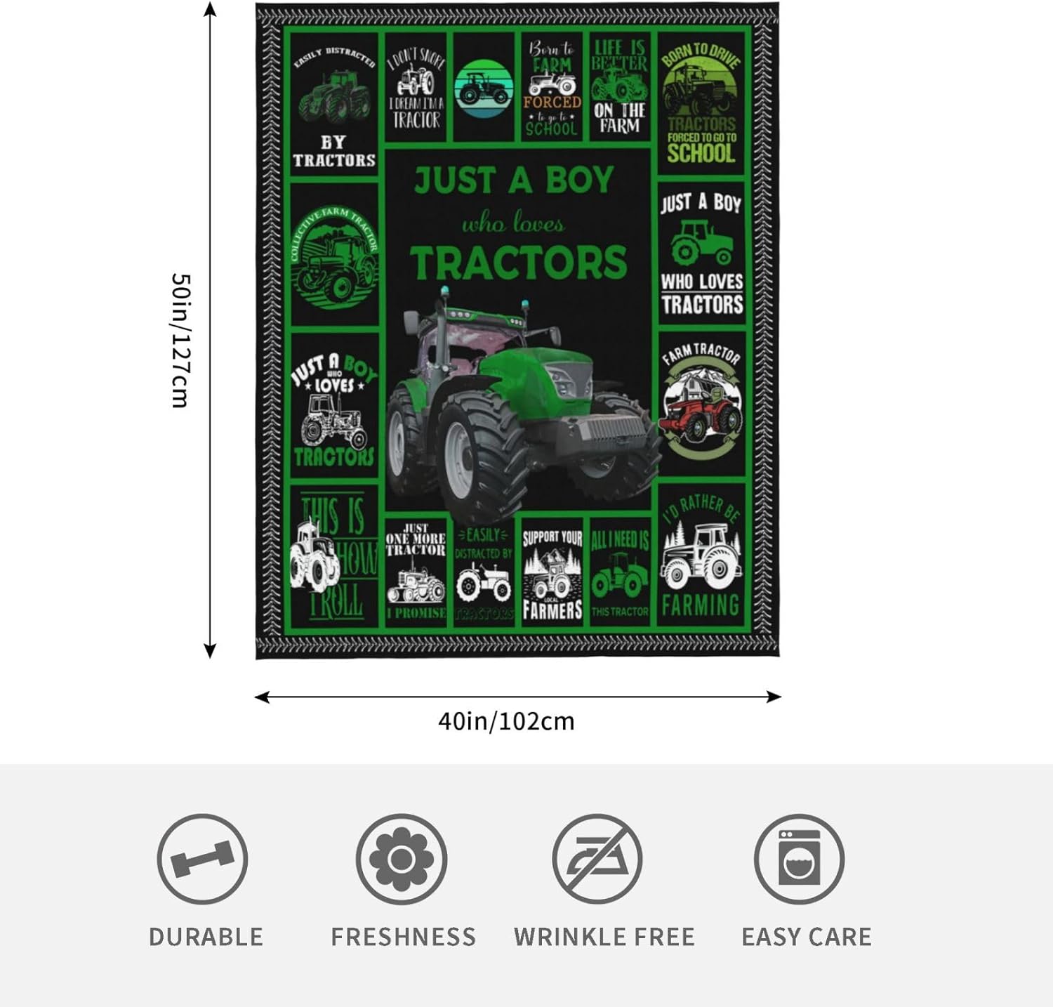 Tractor Blanket Soft Cozy Just a Boy Who Loves Tractors Throw Blanket Super Warm Fuzzy Fluffy Truck Lightweight Fleece Flannel Gifts Blankets for Kids Adults 50"X40" - Image 4