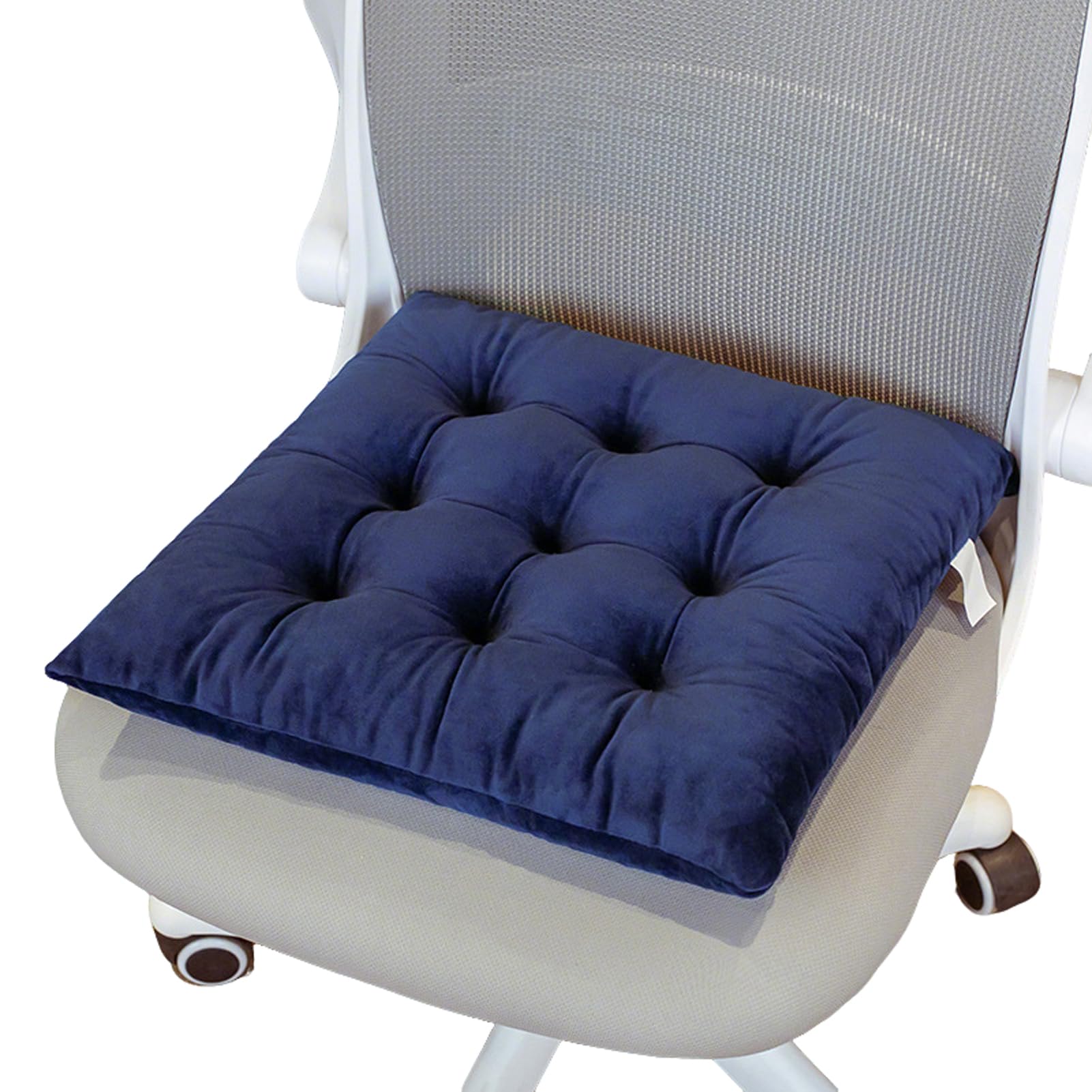 NZPOST Set di 8 Cuscini per sedie da Cucina in Velluto con Lacci, Cuscini Quadrati Spessi in Memory Foam per Sala da Pranzo