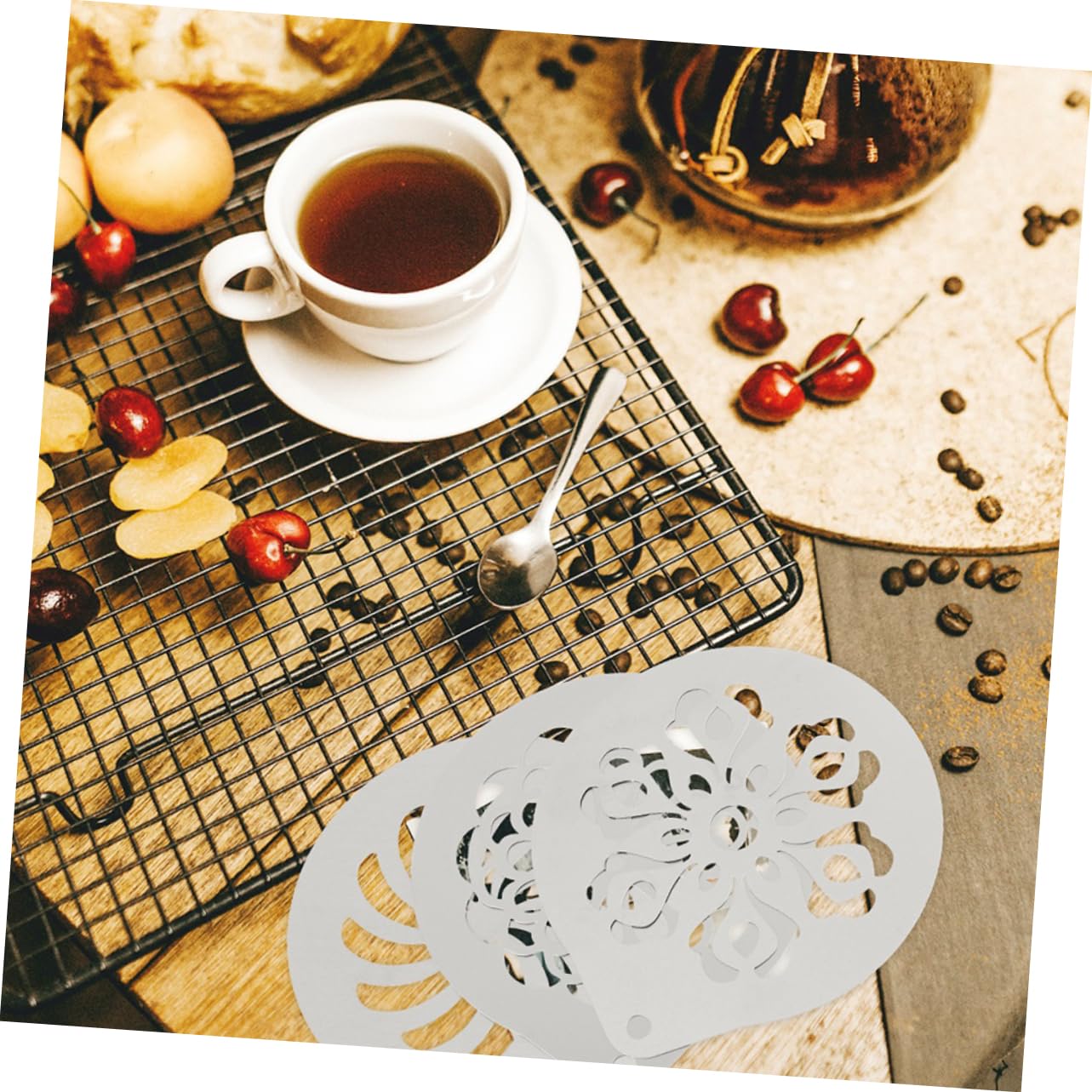 ABOOFAN Pc Set Coffee Latte Art Stencils Stainless Steel Cappuccino Decorating Templates