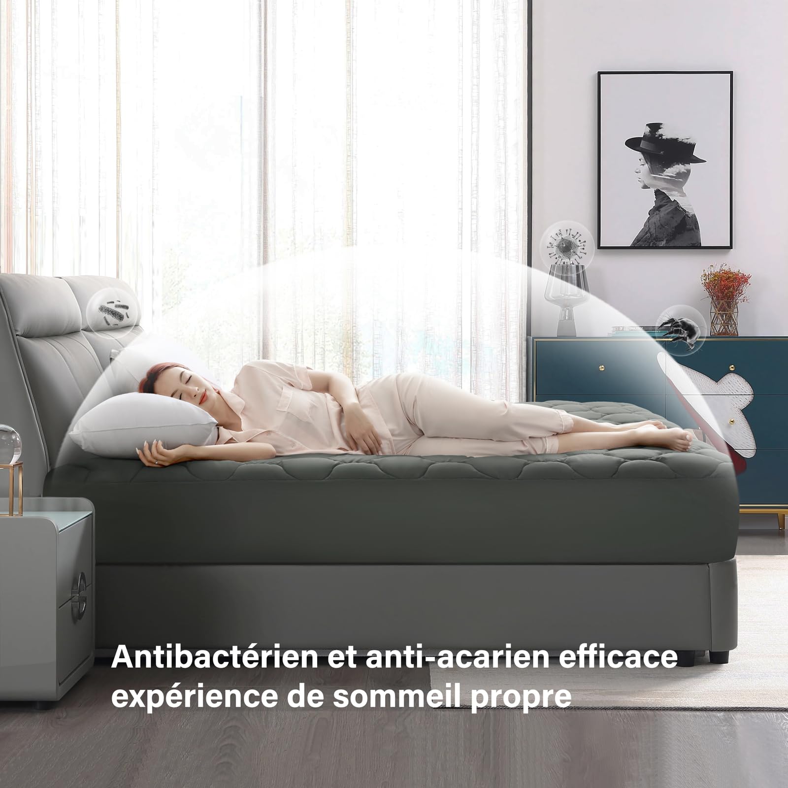 DUANDUAN Matrastopper 140 x 190 cm, voor tweepersoonsbed, rekbaar