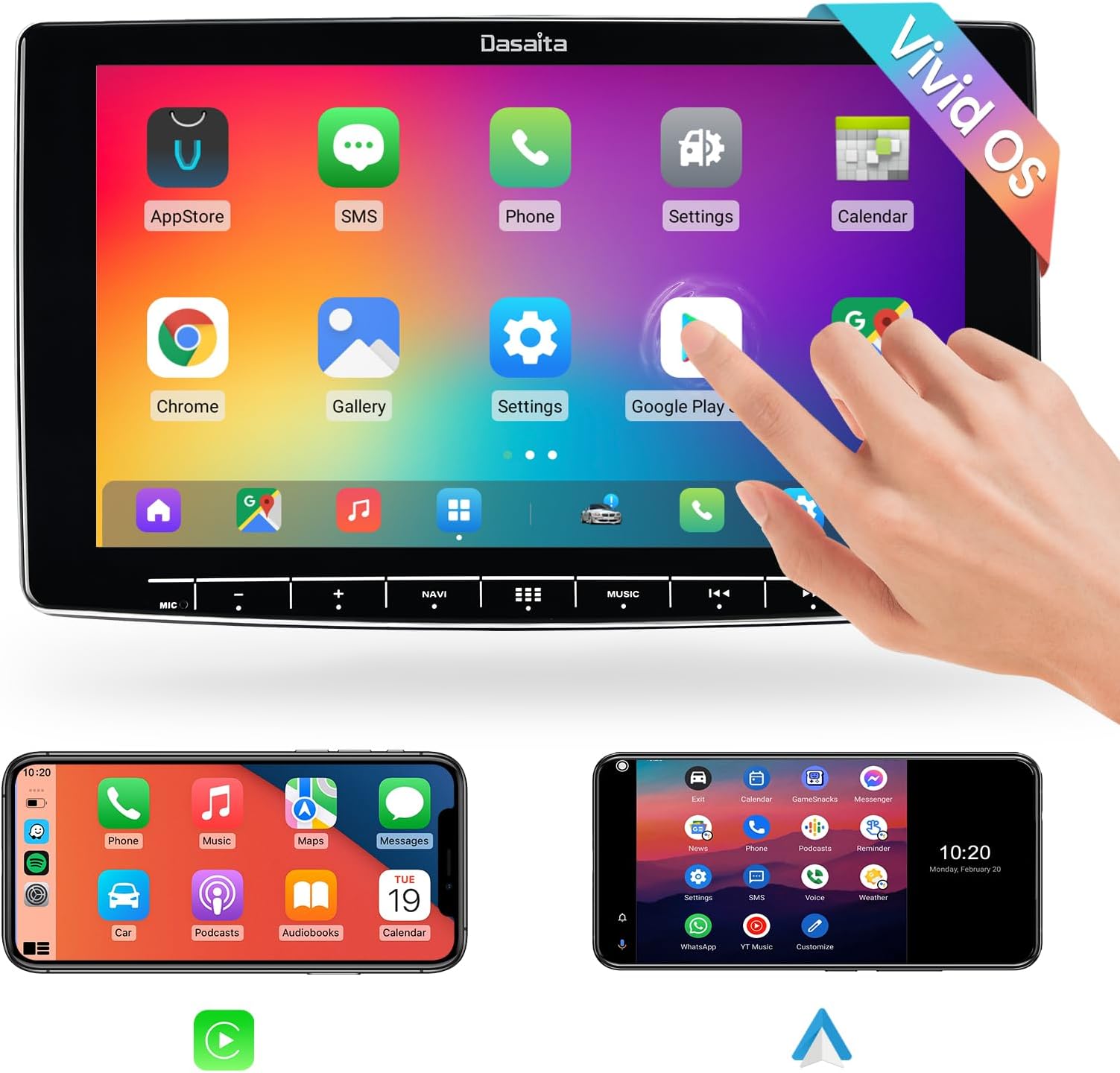 Dasaita Android 10.0 Car Radio Carplay for Universal Autoradio 2000 to 2020 Car Stereo bluetooth 10.2”IPS Screen Hexa Core 4G+64G