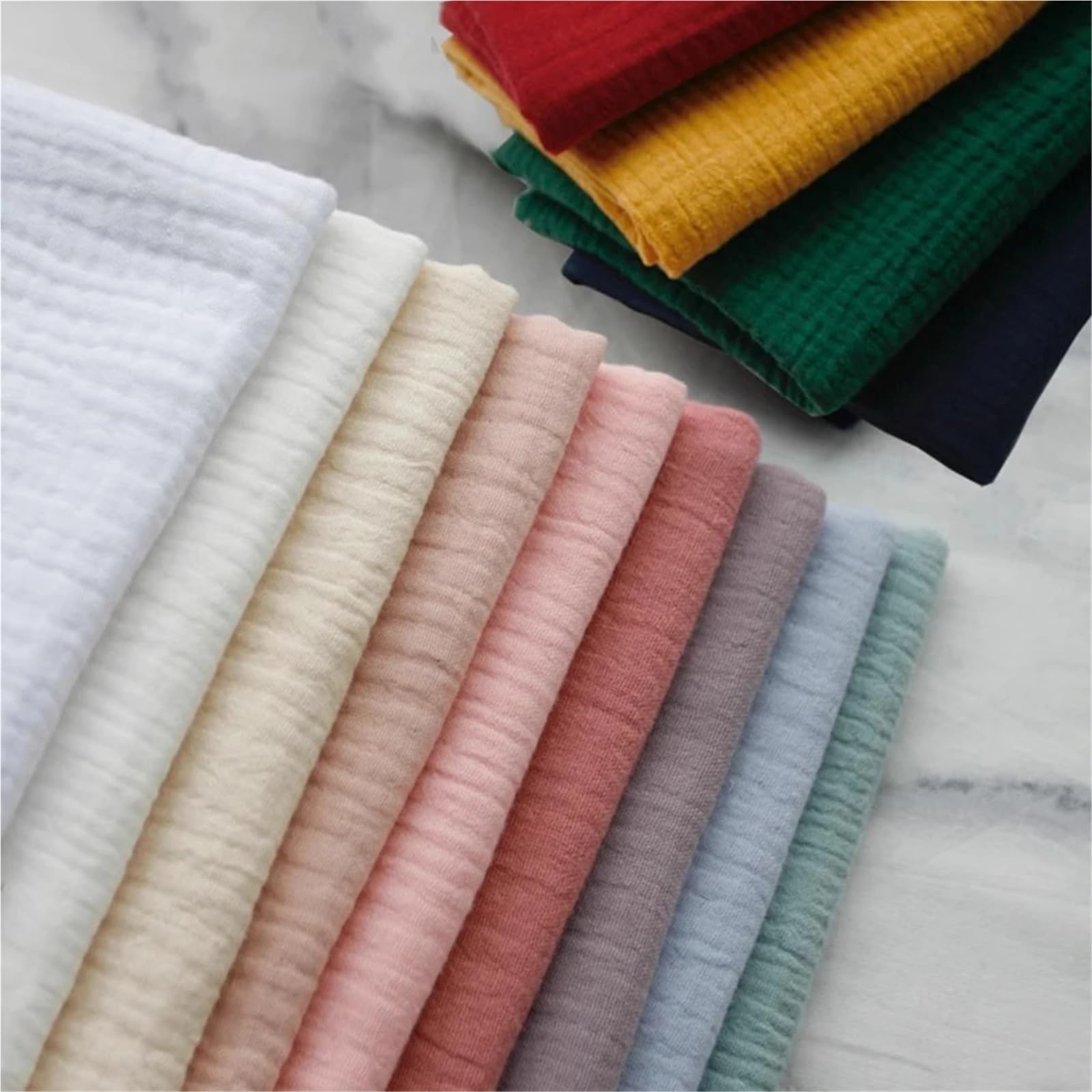 Tela de gasa de algodón de doble capa arrugada para costura, manualidades, camino de mesa, decoración para fiestas, bodas, tela de gasa para coser (rosa sucio, 300 x 135 cm)