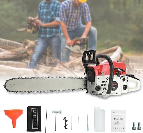 Motosierra a gas, motosierra de gas de 58 CC y 13000 rpm, motosierra de 20 pulgadas, motosierra de 2 ciclos a gas, multifunción, resistente a la disponible en Yaxa Venezuela
