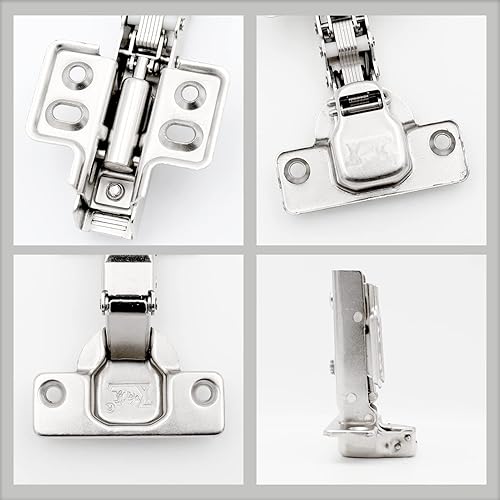 Miniatura 5 de 1 par de bisagras de puerta de gabinete de cierre suave para superposición completa, paquete de 2 bisagras de puerta de gabinete de alta