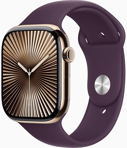 Miniatura 41 de Apple Watch Series 10 [GPS + Cellular 42 mm] Reloj inteligente con carcasa de aluminio oro rosa con correa deportiva ciruela Monitor de actividad