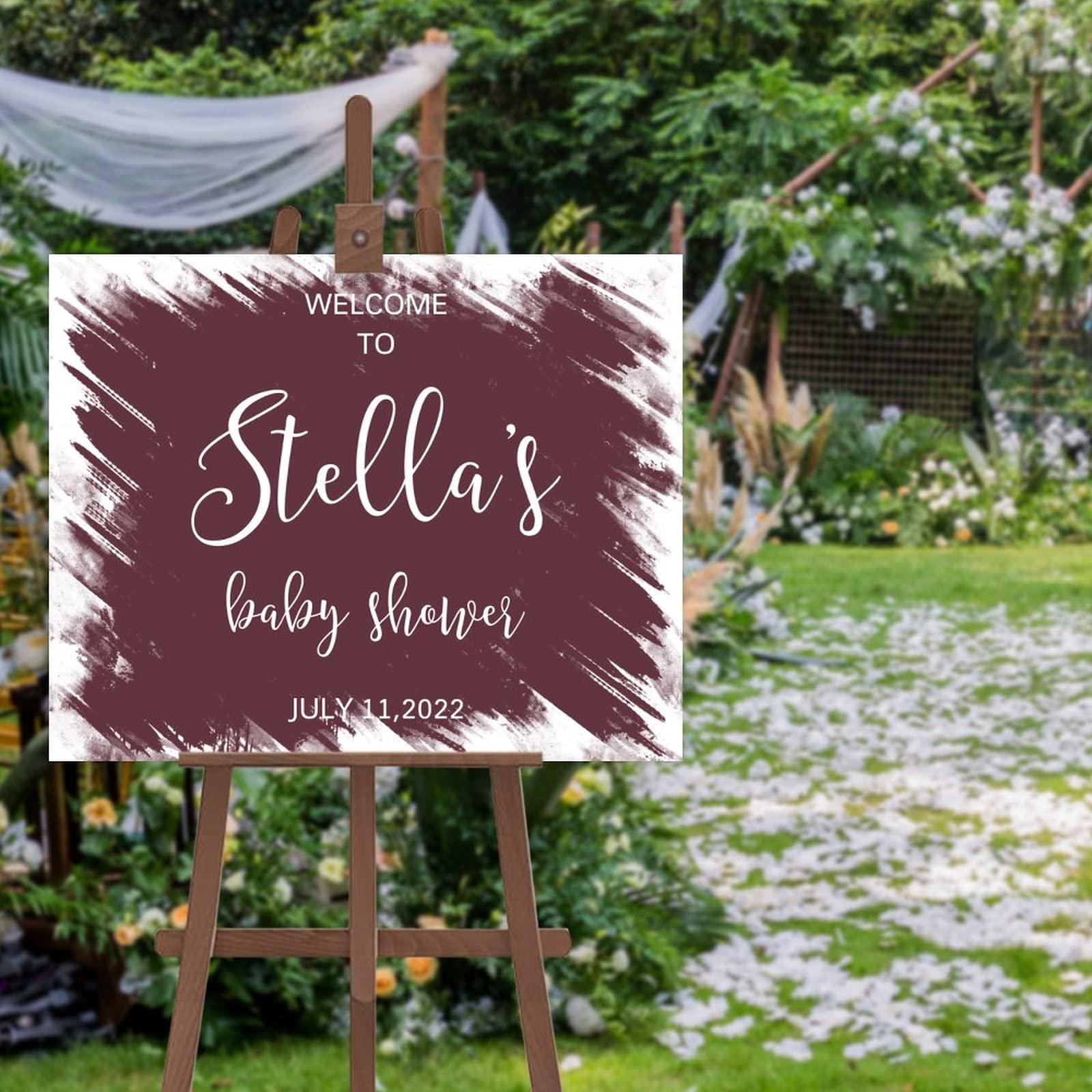 Panneau de bienvenue de mariage simple personnalisé moderne pour mariage personnalisé n'importe quelle date de couple nouvellement marié cadeau de pendaison de crémaillère 45,7 x 61 cm