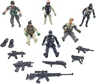 Qiandier 6 Pcs Military Team Action Soldiers Special Force Marine Recon Figure Elite Force Army