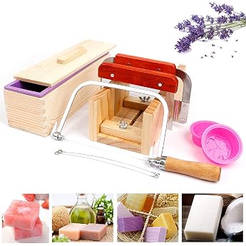 RAIN QUEEN DIY Soap Silicone Mould Set Practical Adjustable Wood Soap Cutter Handmade Soap DIY Tool Silicone Soap Silicone So