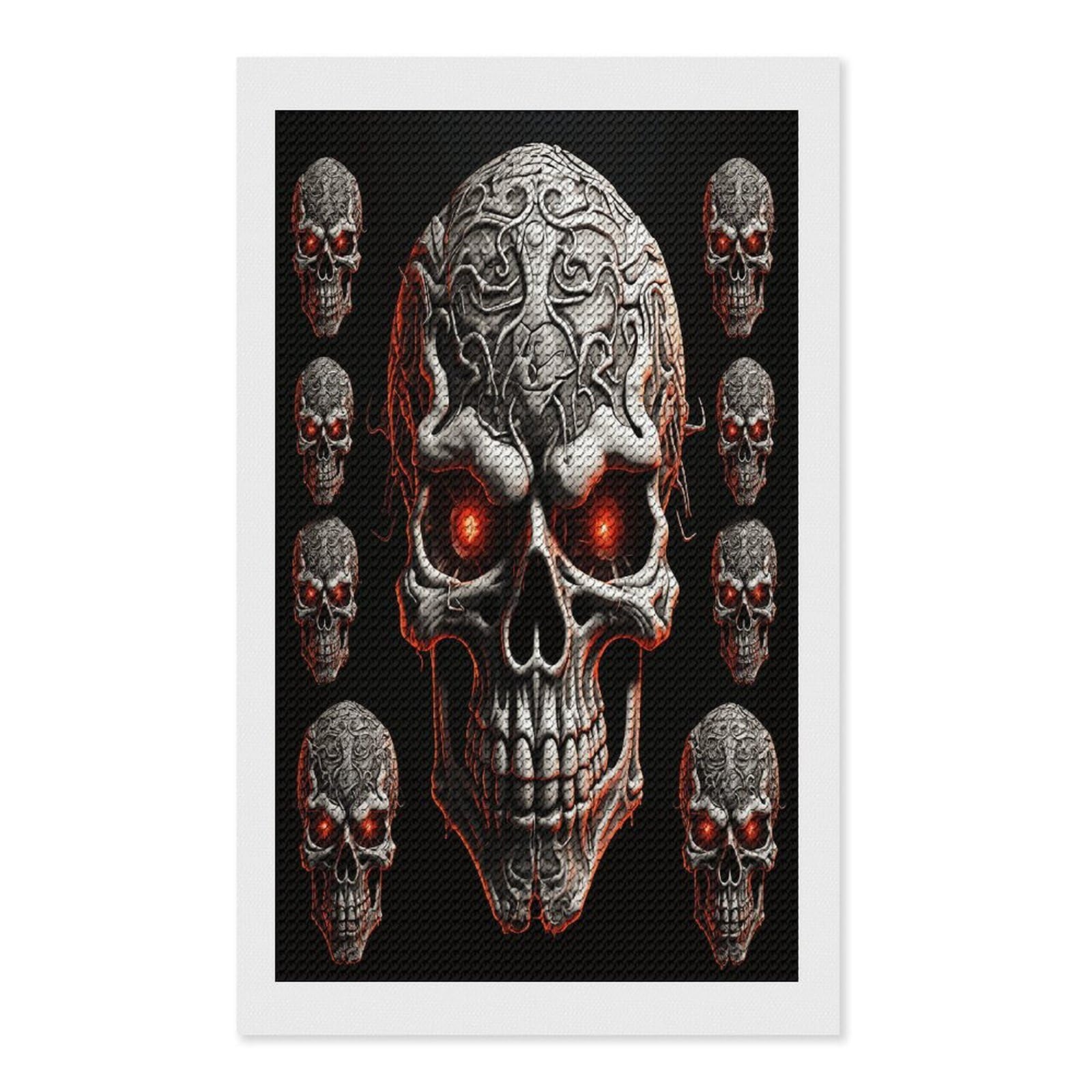 FekiLoot Evil Skull Paint by Numbers Kit for Adults Beginner DIY Diamond Dots Paintings Round Full Drill Diamond Art Kits Picture Diamond Art Painting Kits for Home Decor 12"x20"