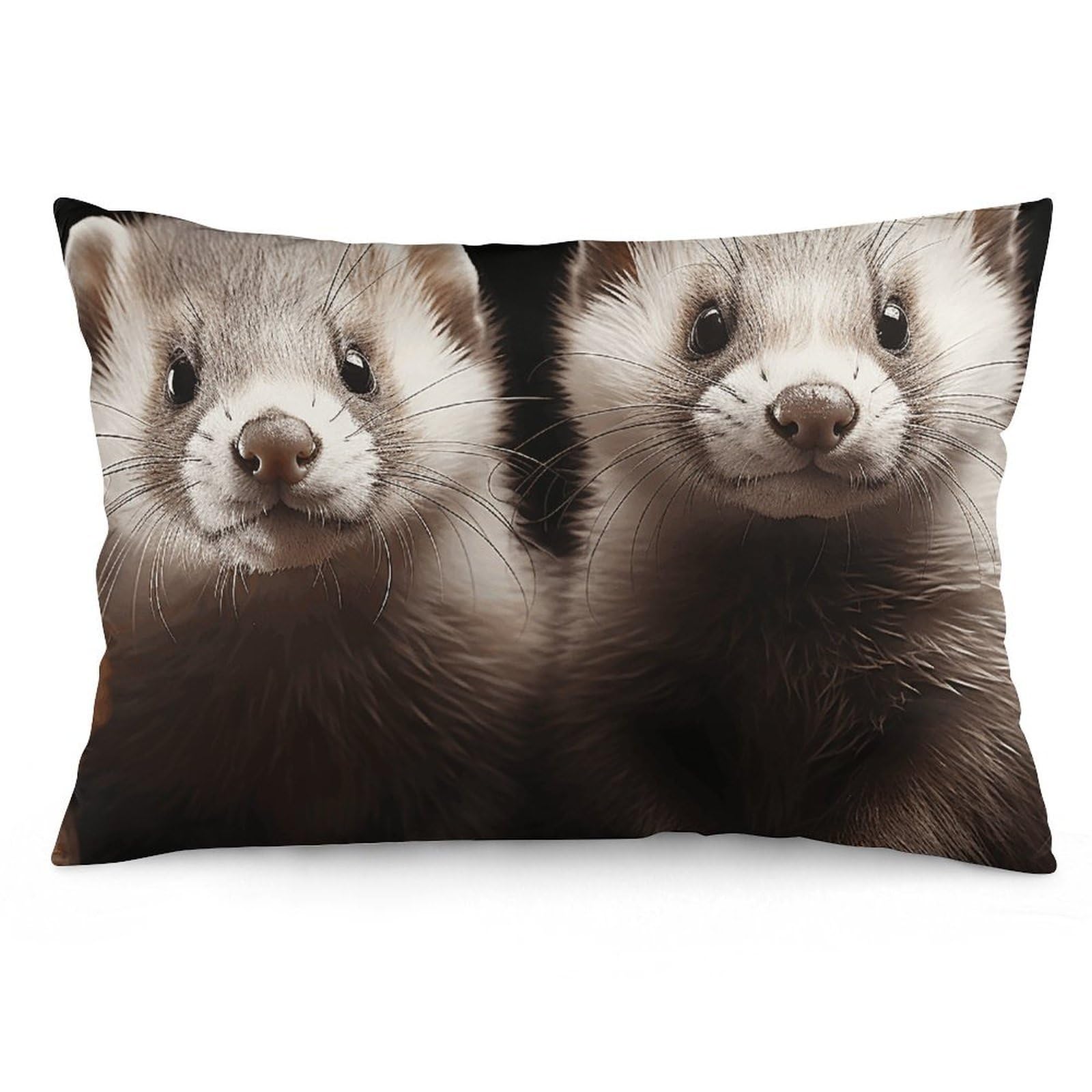 2 Pack Pillow Cases for Hair and Skin, Soft Breathable Pillow Case Covers with Hidden Zipper, Ferrets Pillowcase 12 "x20 Pillow Covers for Sleeping Gift