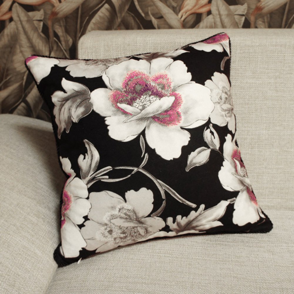 Coussin de lit country américain en velours imprimé fleurs 45x45