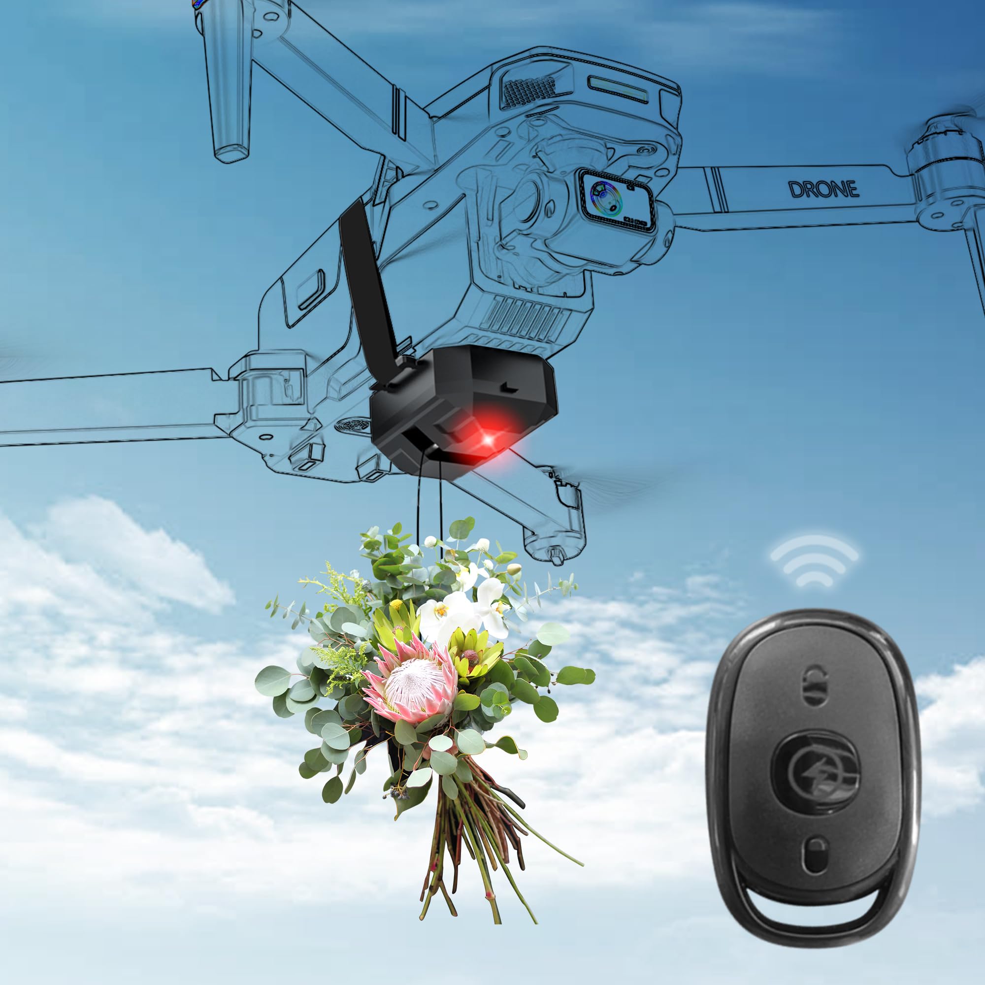 CraznickDrone Airdrop System for DJI NEO/Mini 4K/Mini 4 Pro/3 Pro/Air 3/Air 3S/Mini 2 SE/Mavic 2/2S/3 Phantom 3 4/4 Pro Transport Release Delivery Payload Device for Wedding Scene Fishing Bait Rescue