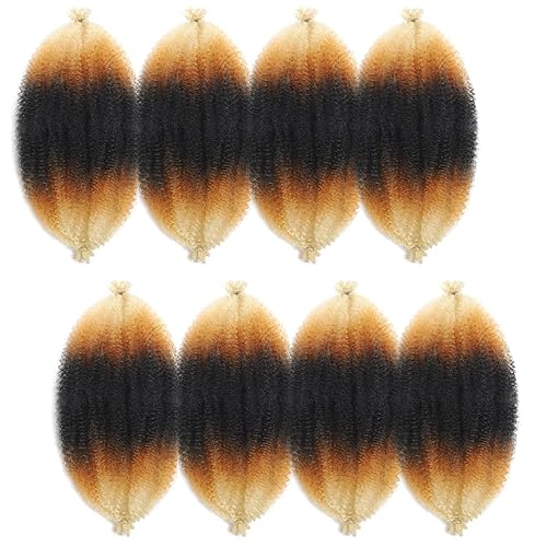 Miniatura 3 de Cabello para Trenzas Marley Twist de 16 Pulgadas, 8 Paquetes de Cabello Afro Twist Elástico, Cabello Spring Twist Pre-esponjado, Cabello Rizado,