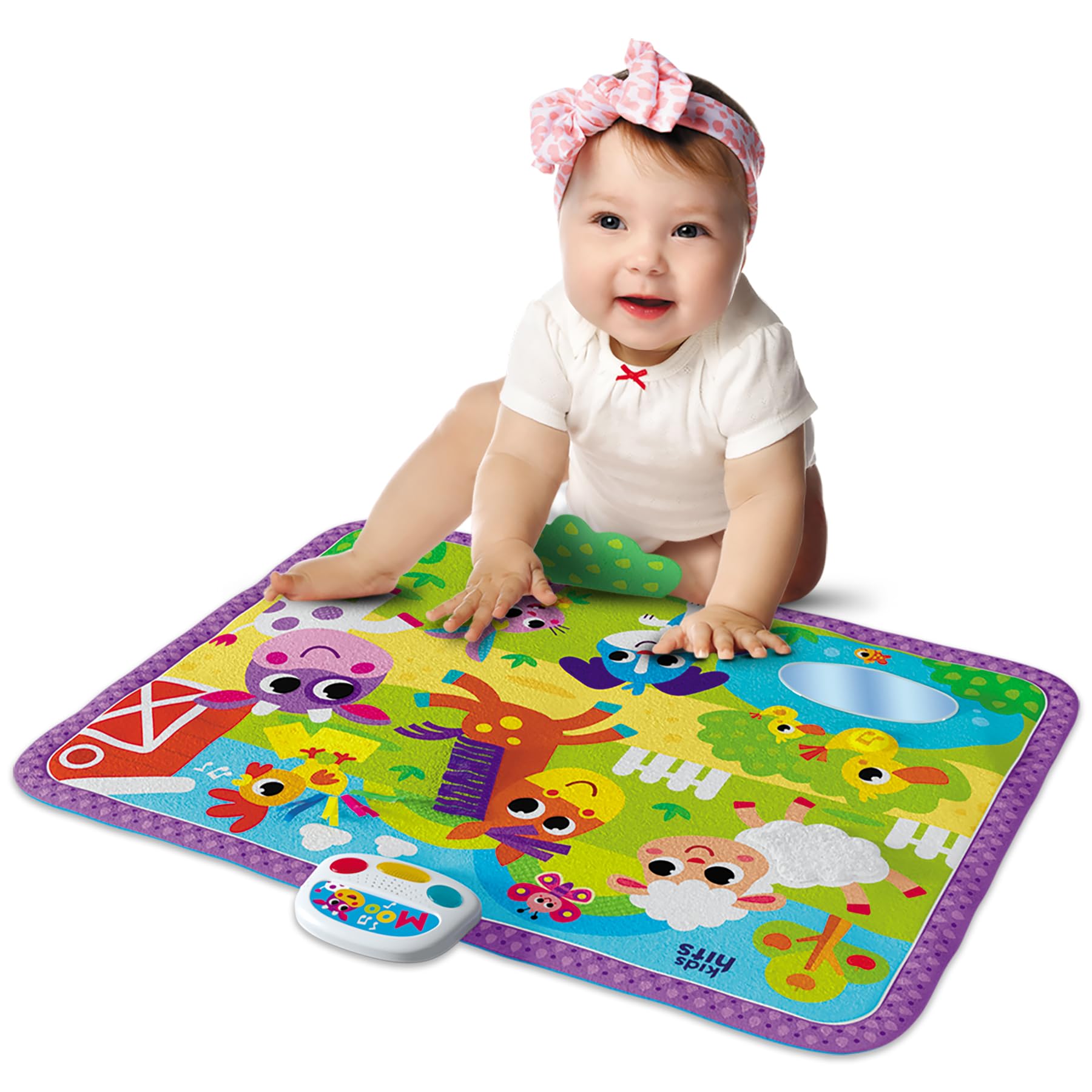 Kids Hits Touch and Play Activity Mat – Farm Friends Sensory Baby Play Mat with Sounds, Lights & Tactile Elements, Ages 6 Months and Up