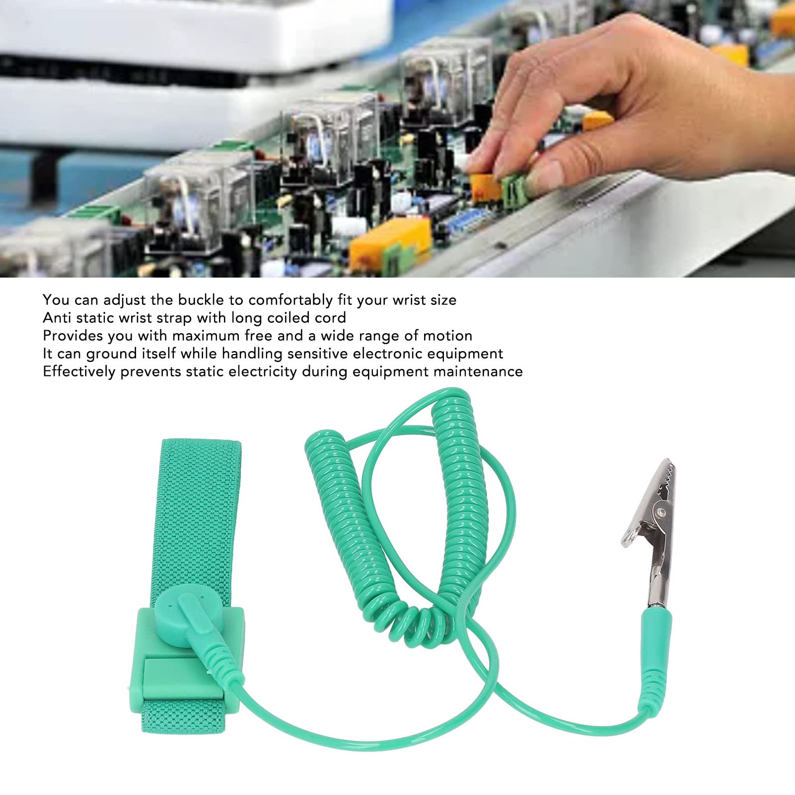 Anti Static Wrist Strap 10Pcs Anti Static Wristband Grounding Bracelet PU Adjustable Resistor Long Anti Static Mat ESD Wrist Strap