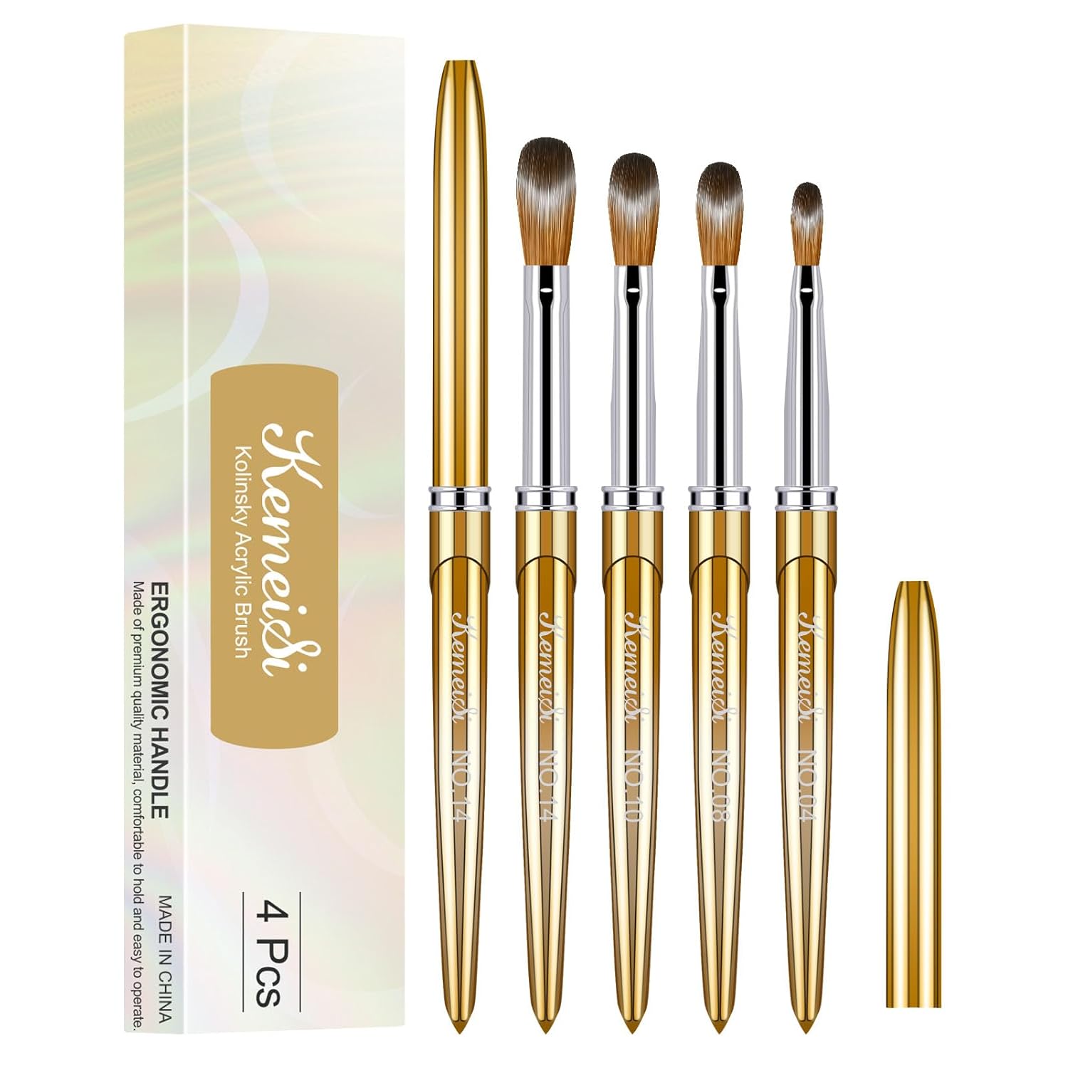 Amazon com KEMEISI Acrylic Nail Brush Set Four Sized Kolinsky Nail