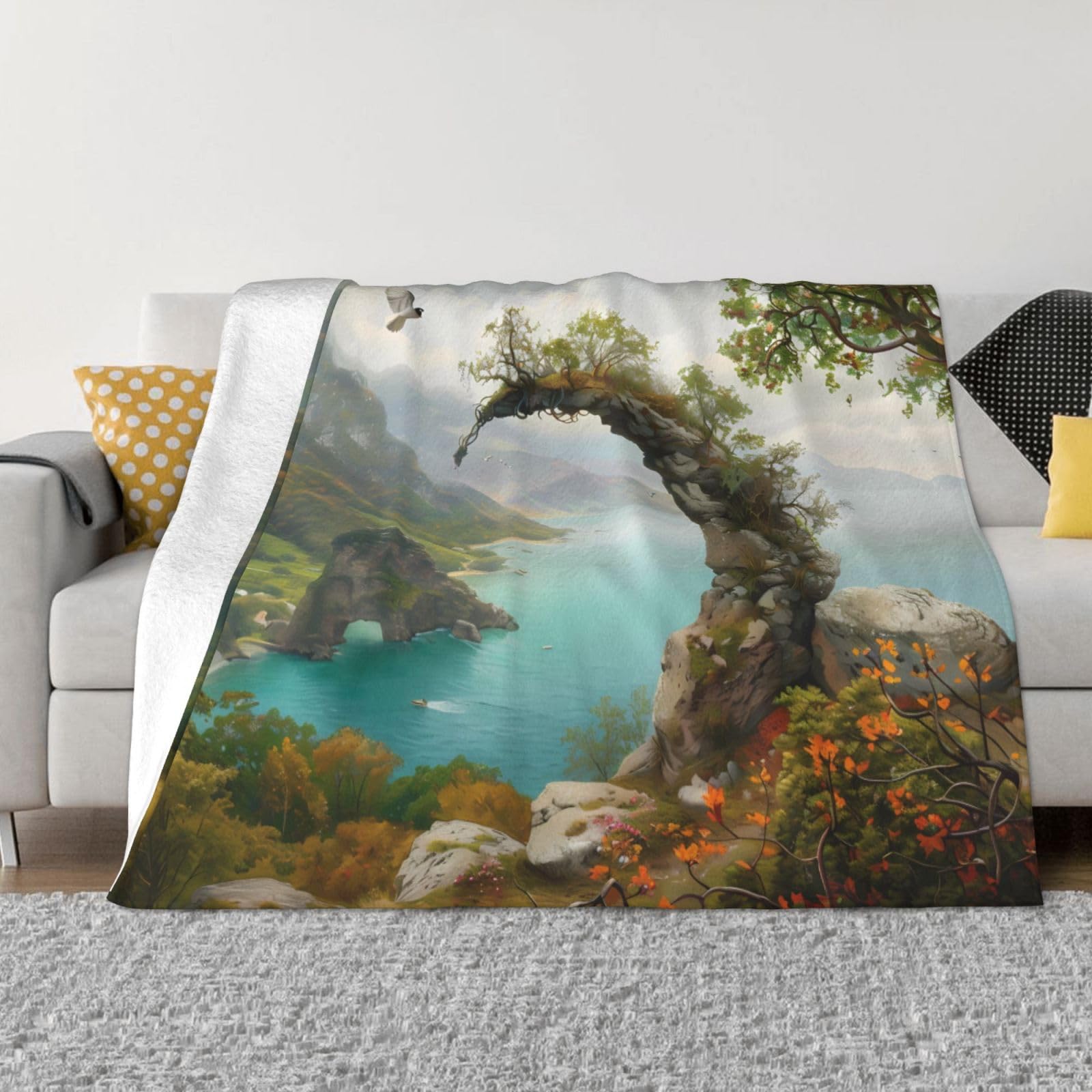 Couverture douce de luxe PHAYAH Moon Rock en flanelle toutes saisons