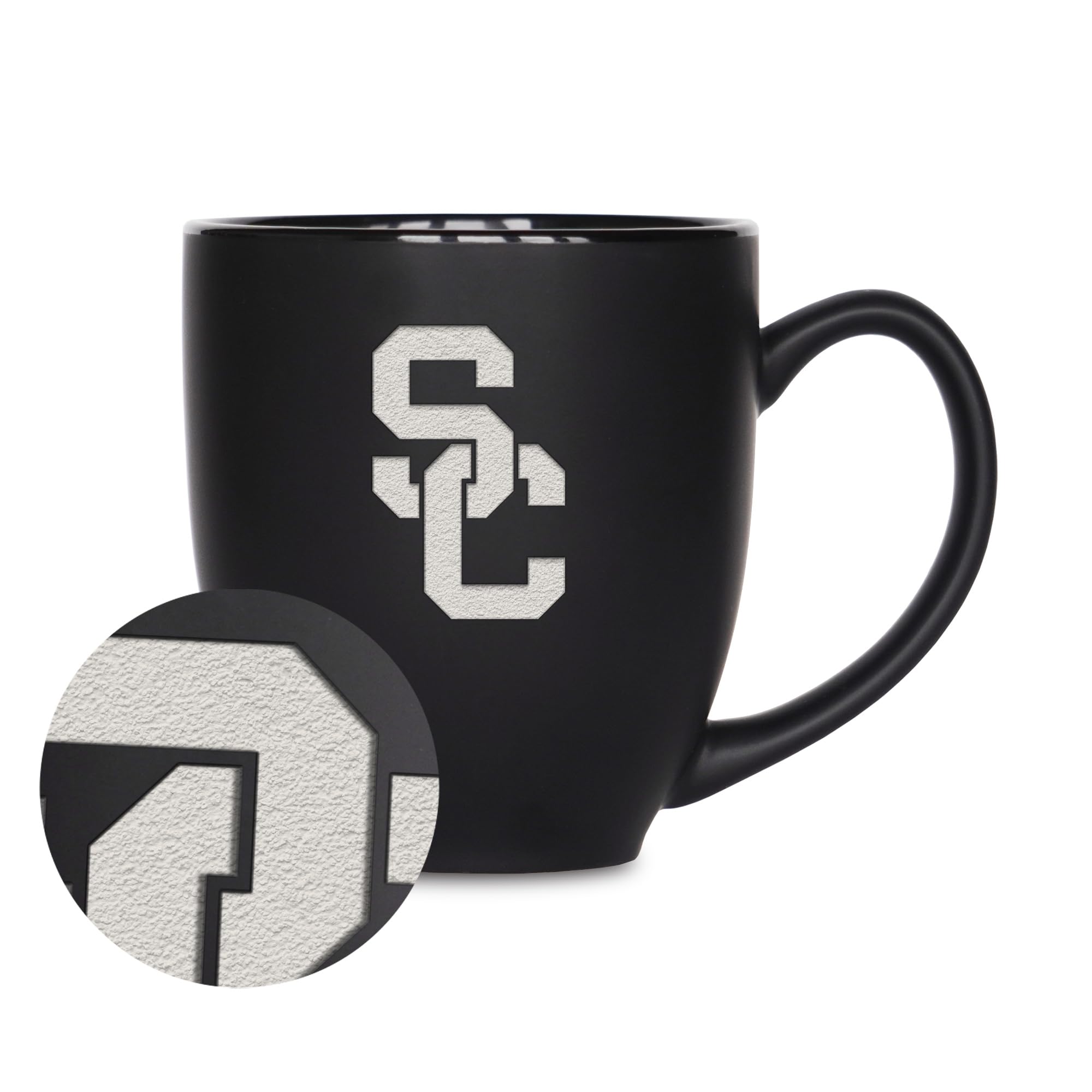 Tasse de bistrot USC Southern California Trojans en céramique noire mate 425 ml