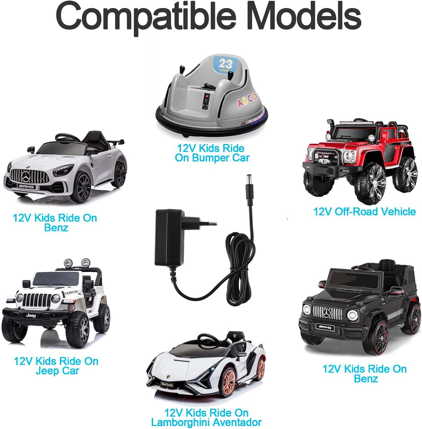 Chargeur 12V 1A pour Voiture électrique d'enfant Connecteur 5,5 mm x 2,1 mm