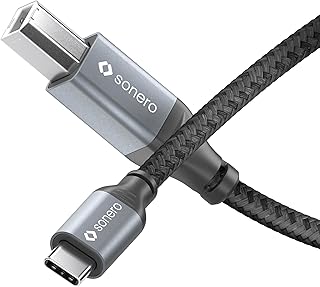 Sonero® USB 2.0 kabel, anslutningskabel, skrivarkabel, C-kontakt till B-kontakt, 480 MB/s, Space Grey/svart, 5,00 m - Amazon Deal & Rabatt
