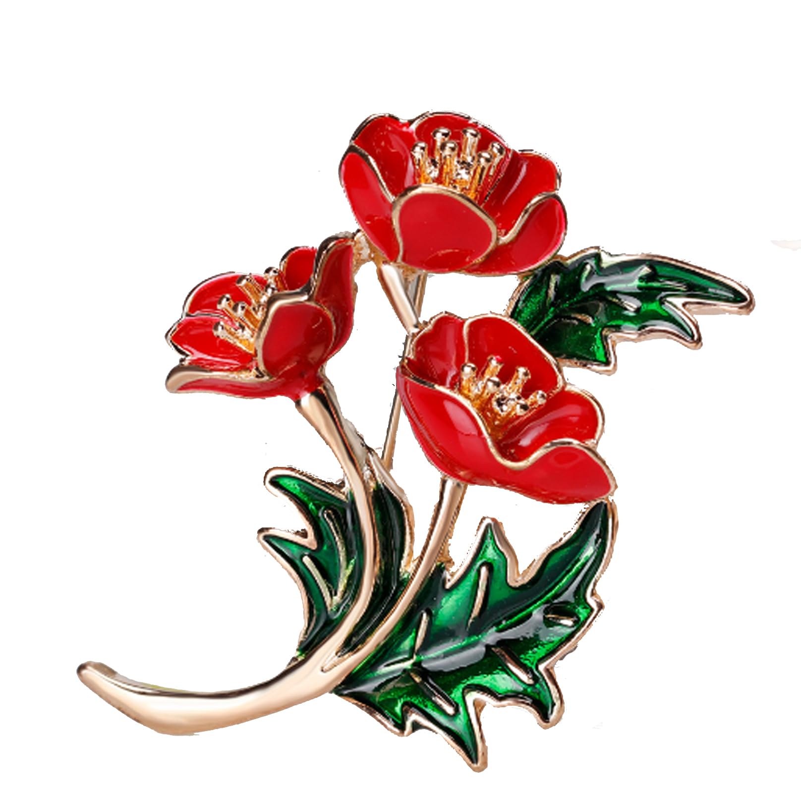 BEKECHPoppy Brooch Pin Rememorial Day Flower Brooch Enamel Poppy Brooches Being Jewelry Solider Remember Memorial Day Gift