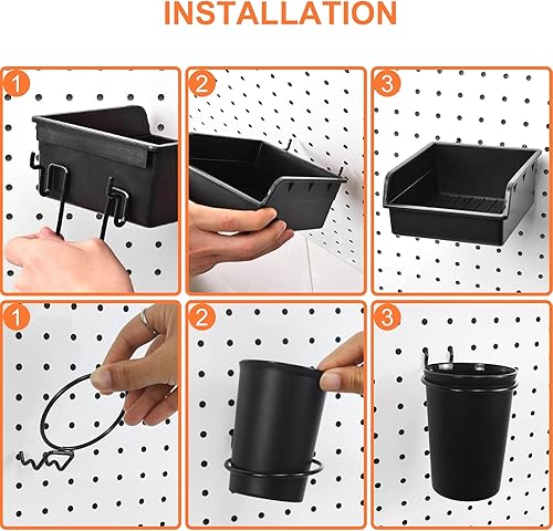 Miniatura 4 de Accesorios para tablero de clavijas de 1/8 pulgadas y 1/4 pulgadas, paquete de 30 accesorios para tablero de clavijas, accesorios para ganchos para